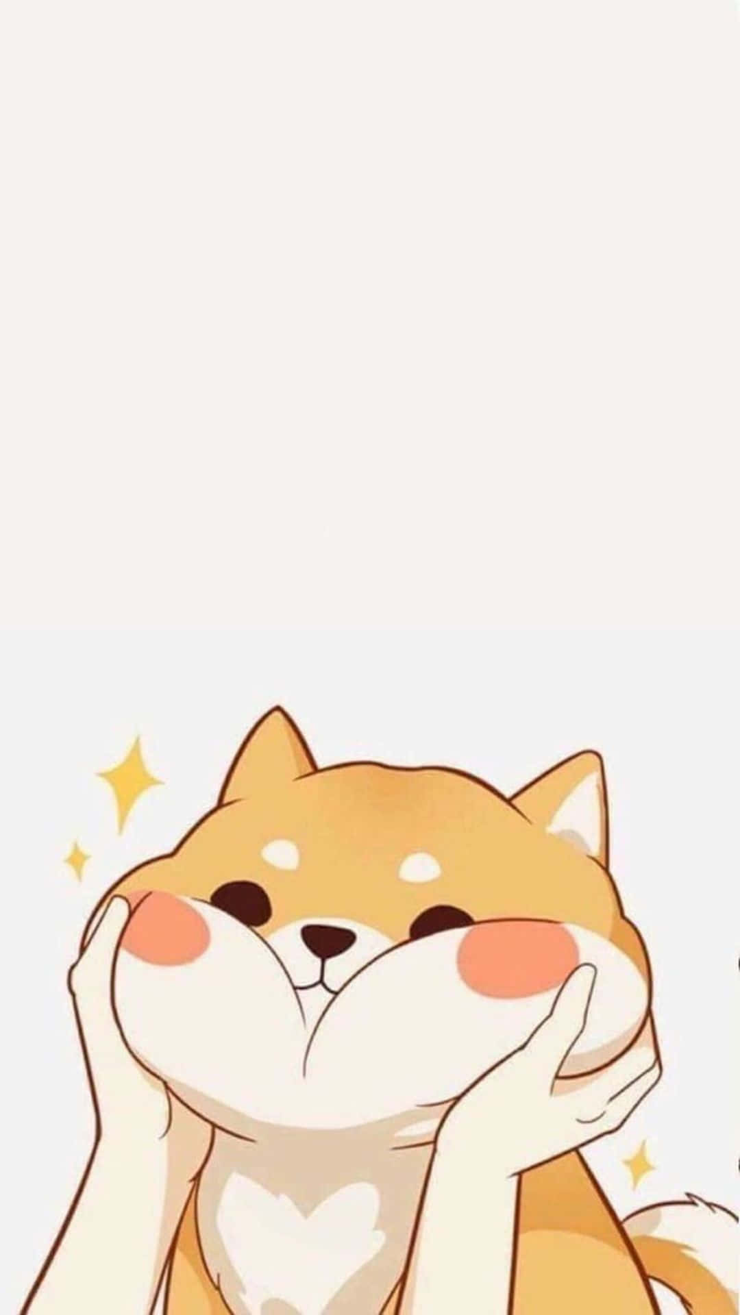Shiba Inu dog, rosy cheeks, sparkling stars, Full HD Phone Wallpaper