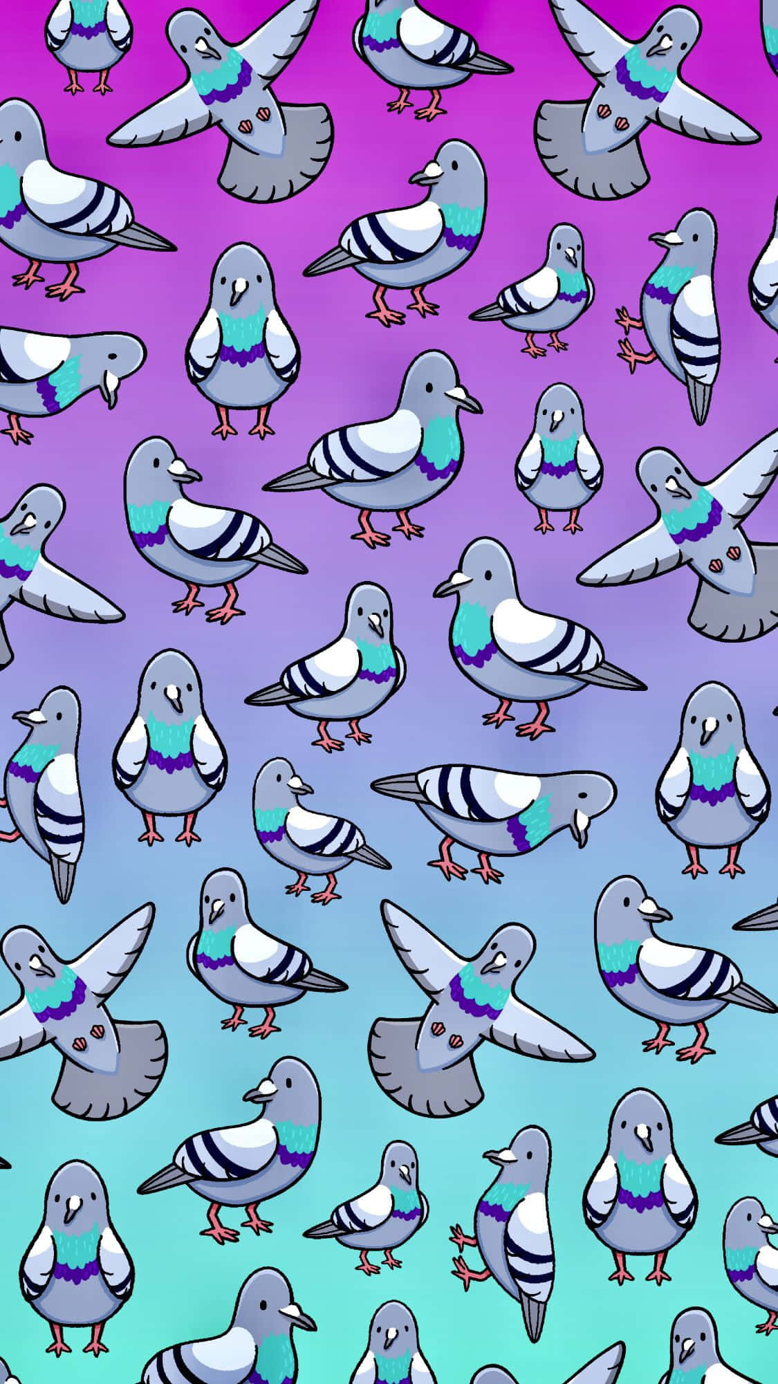 kawaii bird, teal necks, orange feet, Full HD Phone Wallpaper