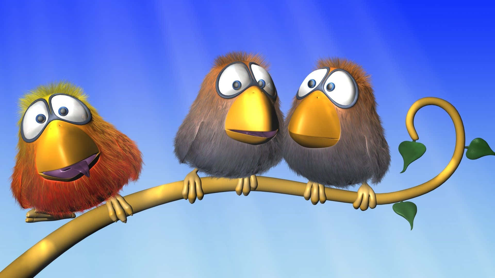 kawaii bird, colorful polka-dot background, cartoon birds, Full HD Desktop Wallpaper