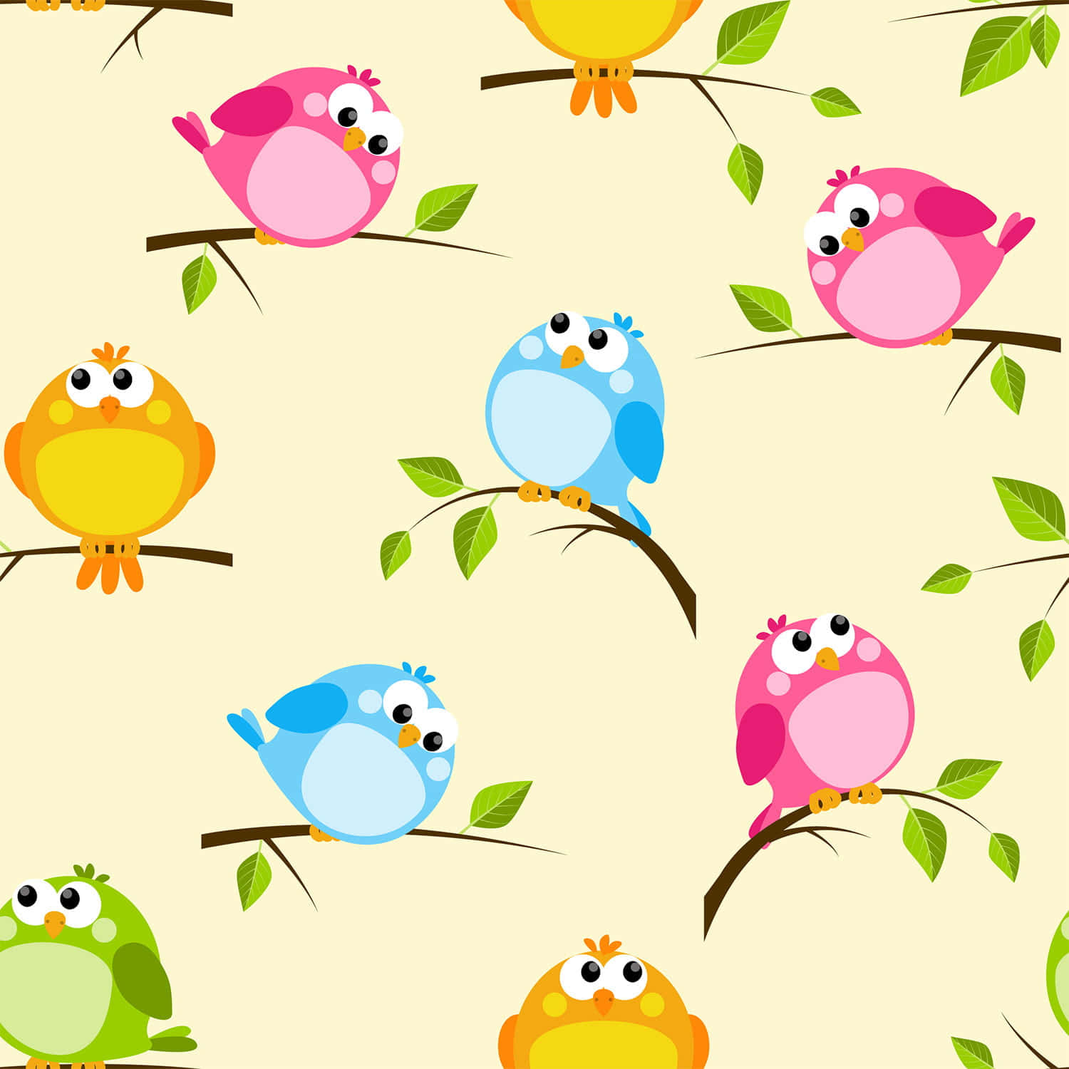 kawaii bird, pink, blue, HD Desktop Wallpaper
