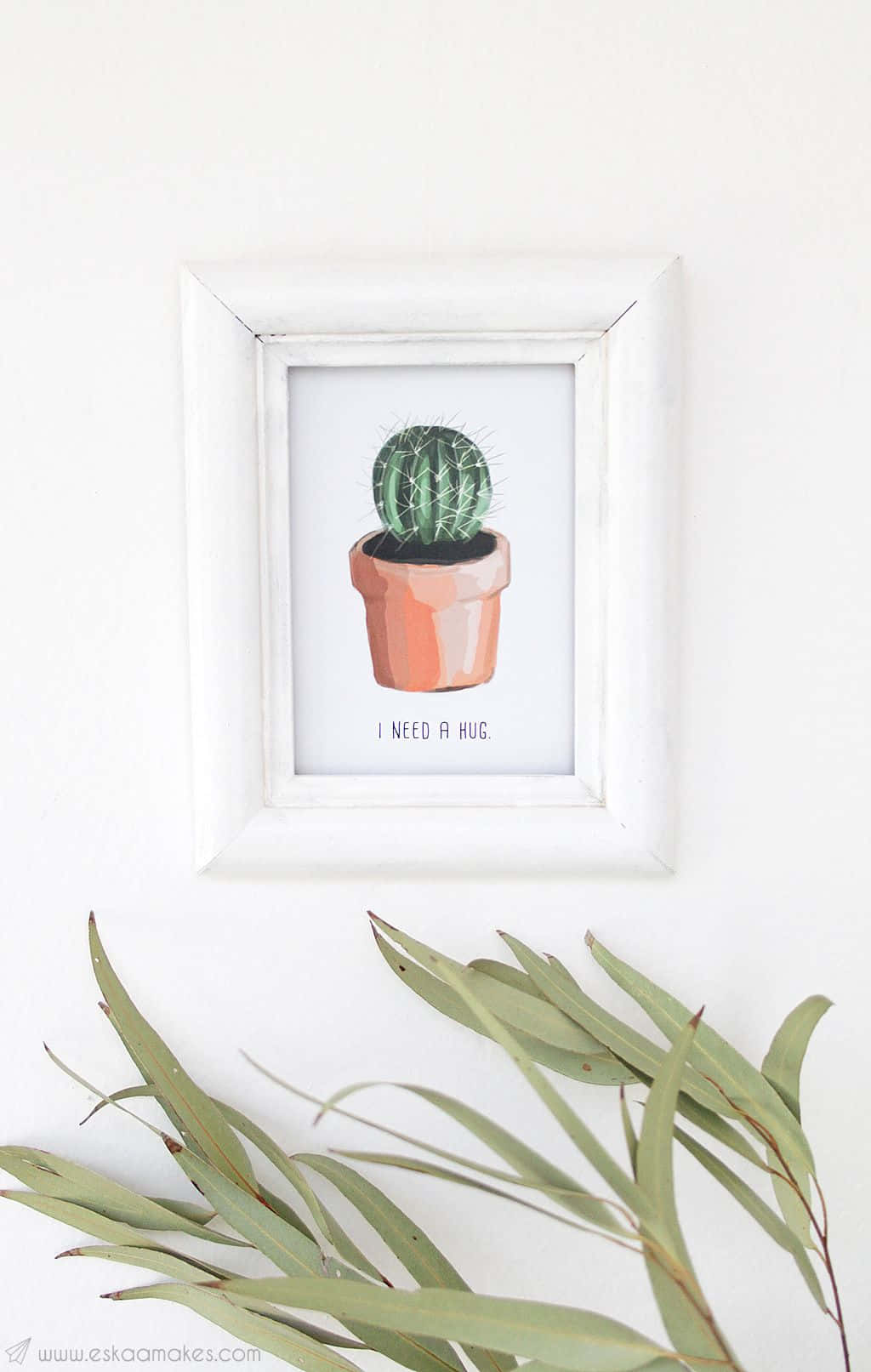 kawaii cactus, watercolor illustration, spiky green cactus, HD Phone Wallpaper