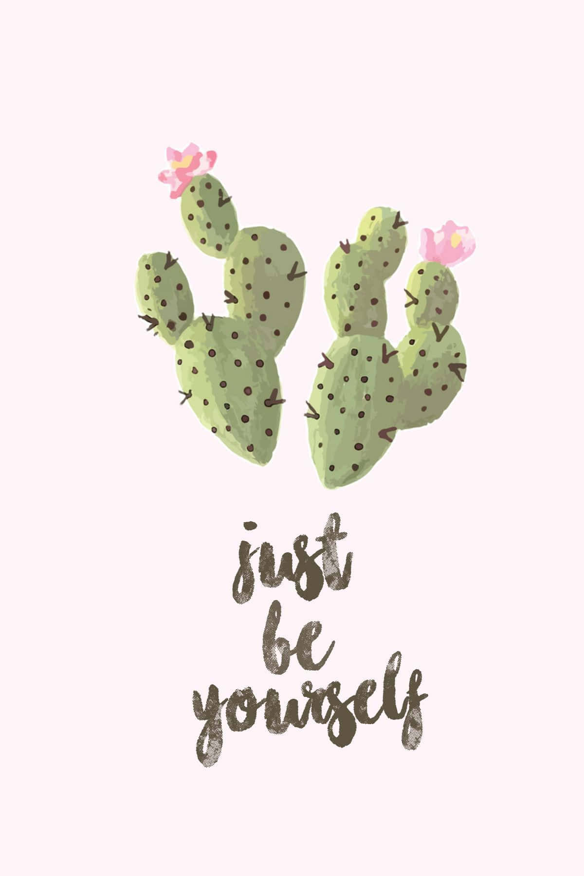kawaii cactus, green cacti, pink flowers, HD Phone Wallpaper