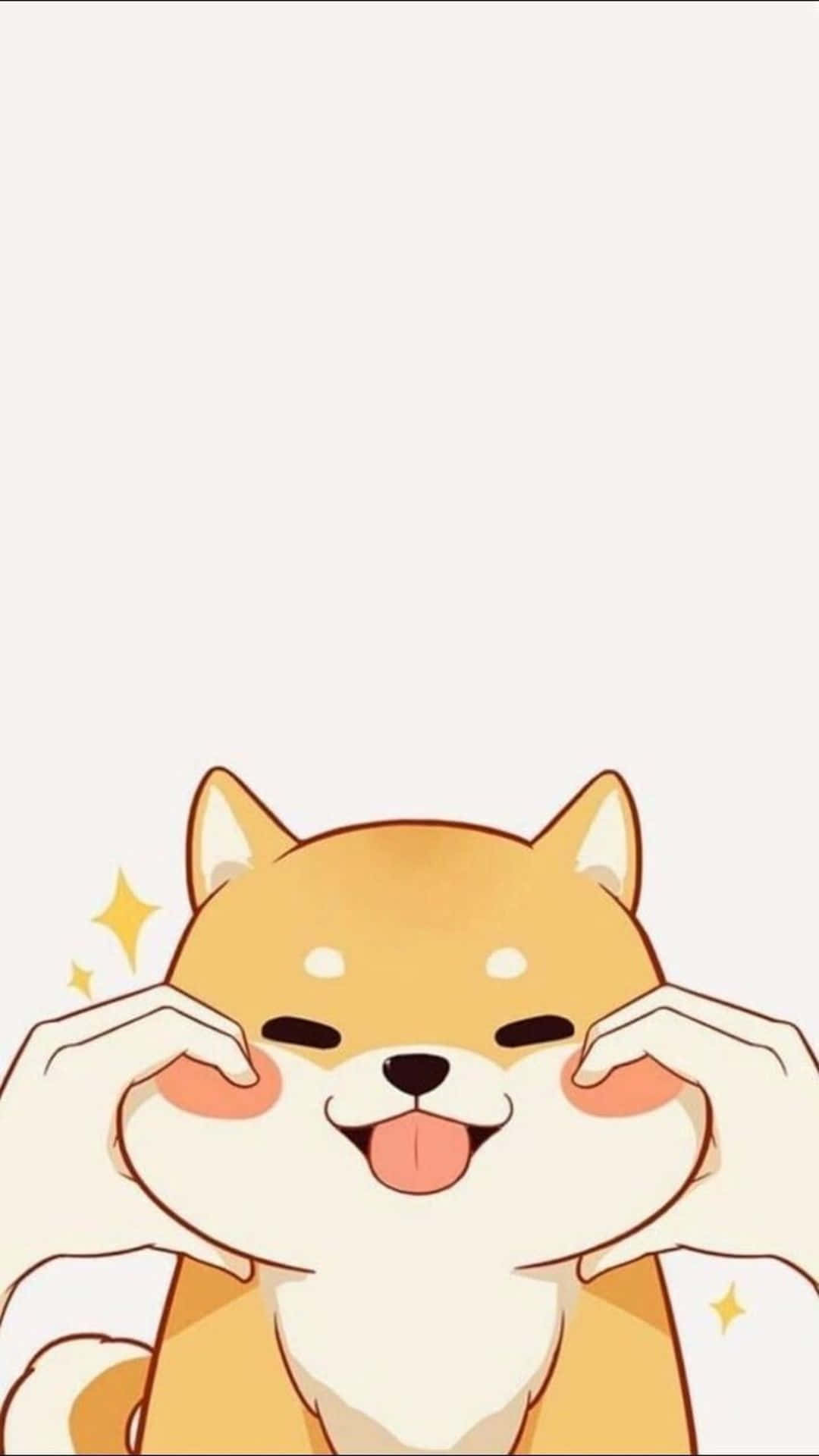 kawaii cartoon, anime Shiba Inu dog, tongue out, Full HD Phone Wallpaper