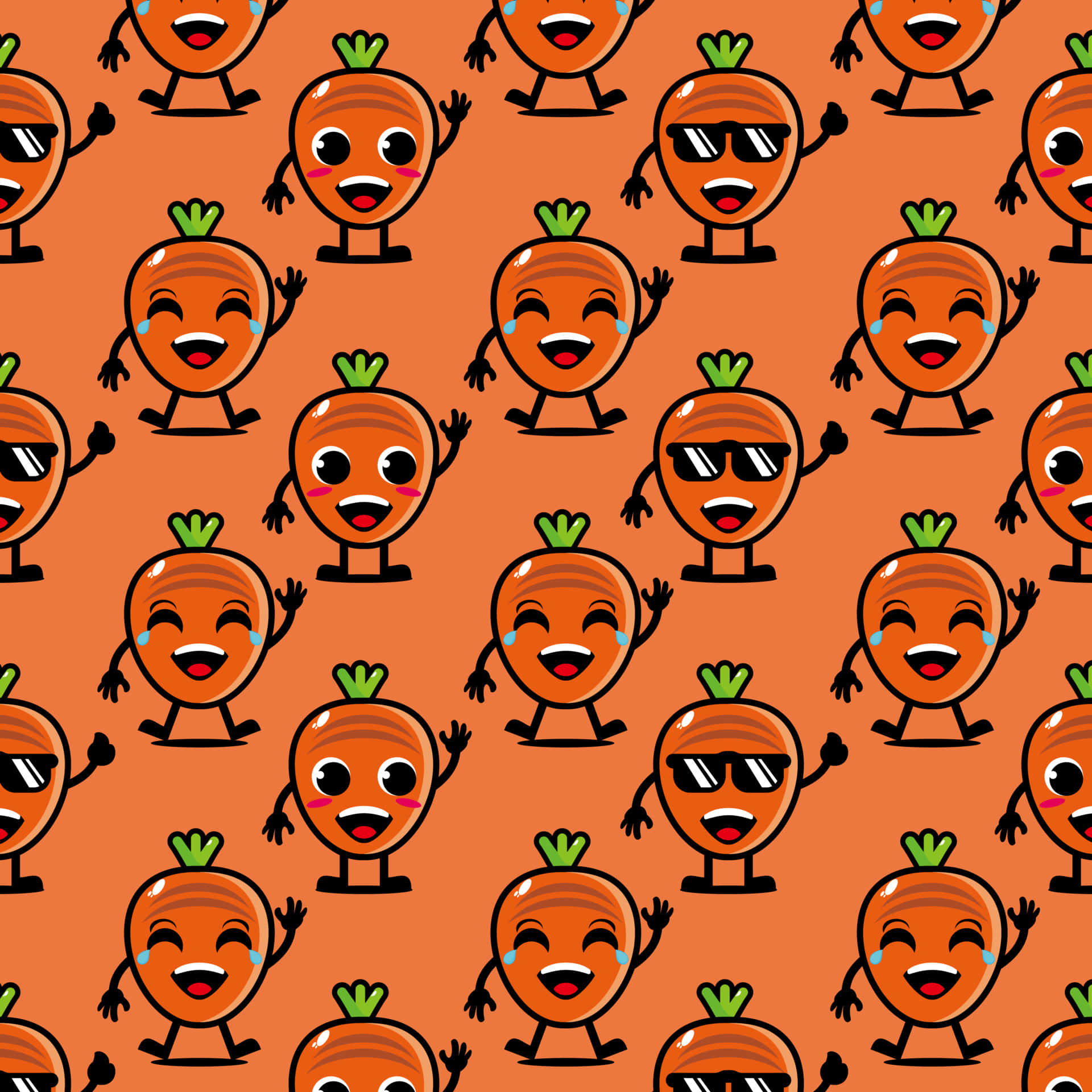 kawaii characters, cheerful cartoon carrots, sunglasses, Full HD Desktop Wallpaper