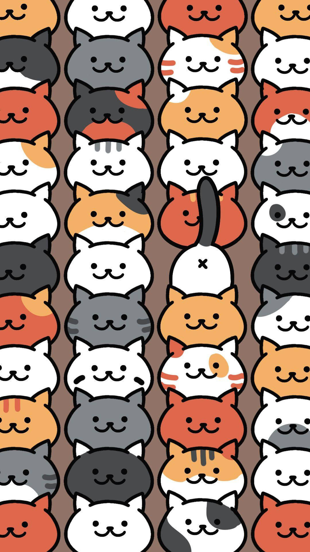 kawaii cats, cartoon cats, various colors, Full HD Phone Wallpaper