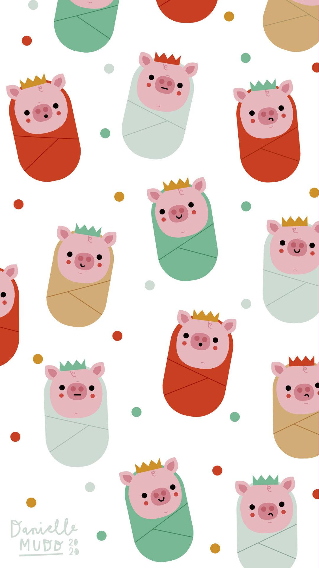 Kawaii Christmas, cartoon pigs, colorful blankets, Full HD Phone Wallpaper