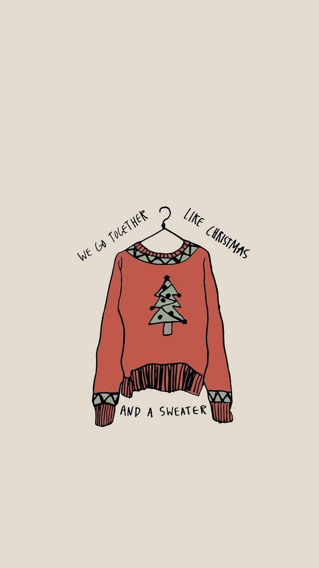 kawaii christmas sweater, red Christmas sweater, tree design, Full HD Phone Wallpaper