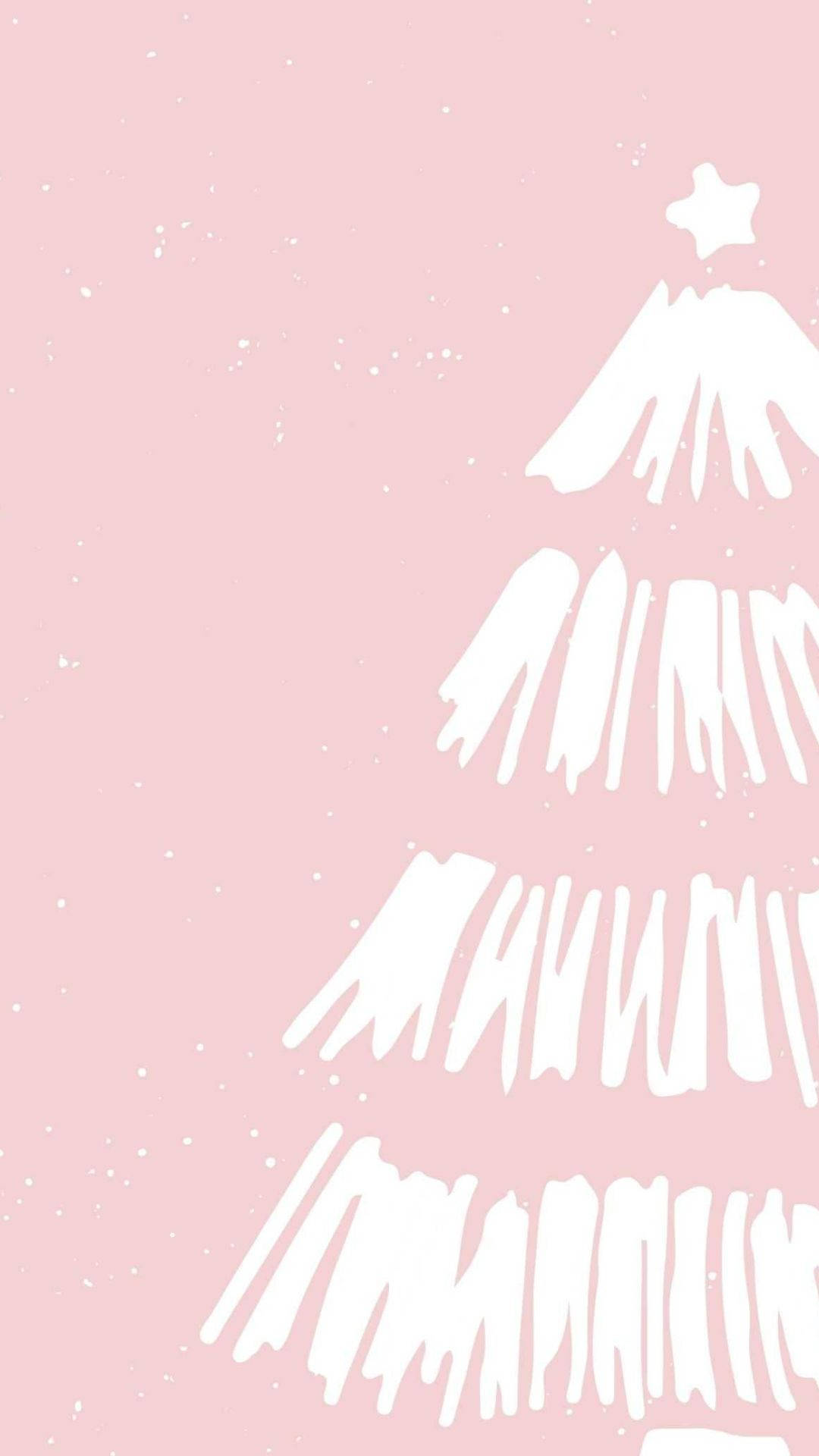 white Christmas tree, star topper, soft pink background, Full HD Phone Wallpaper