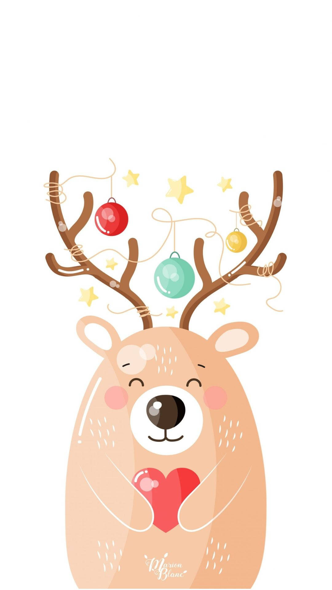 Kawaii Christmas, smiling deer, reindeer, Full HD Phone Wallpaper