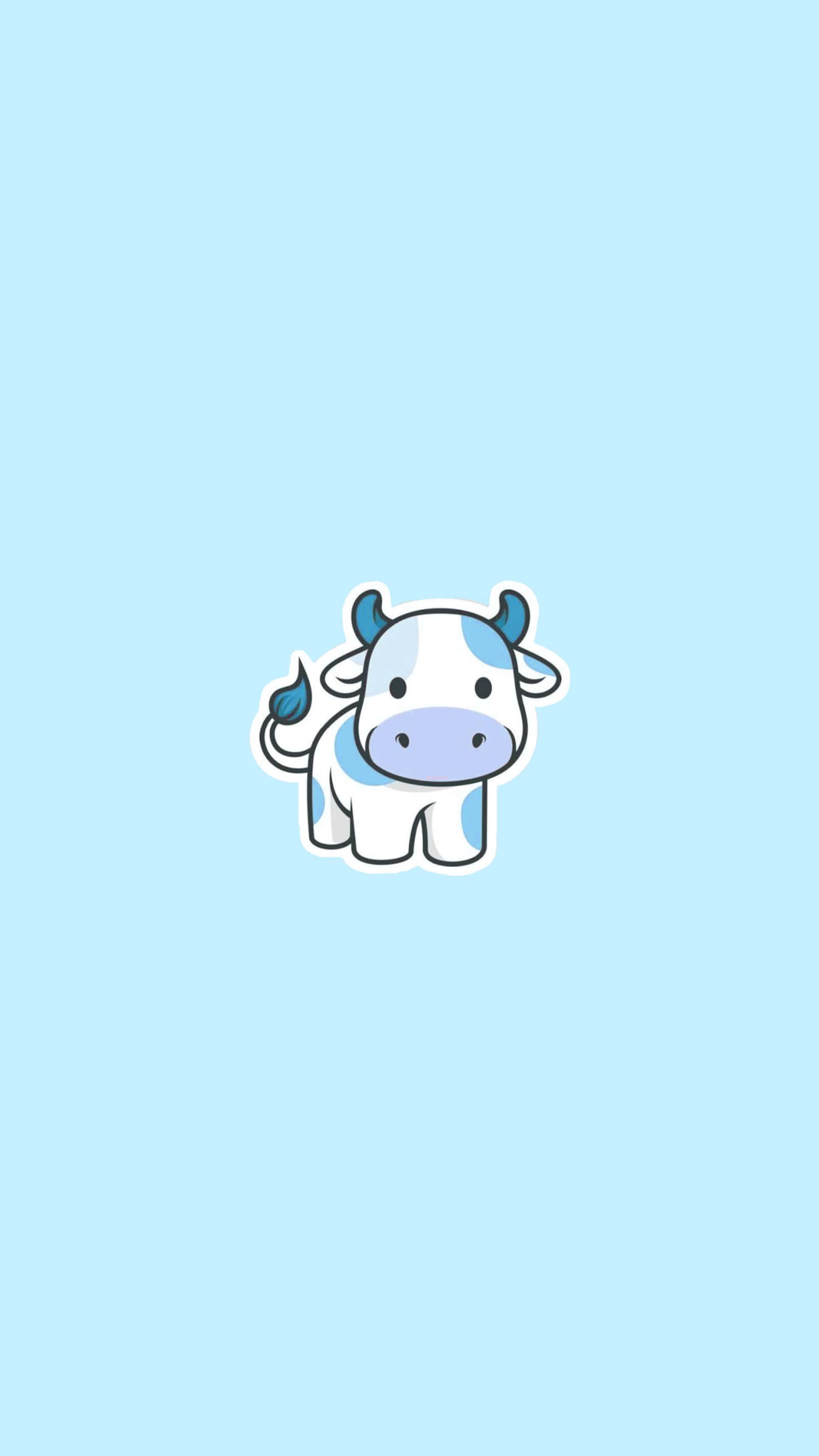 kawaii cow, blue spots, light blue background, 2K Phone Wallpaper