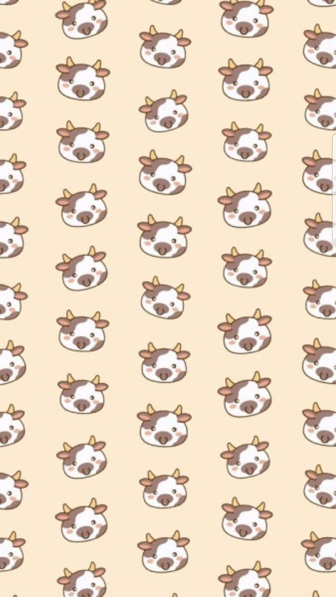 kawaii cow, brown spots, horns, Full HD Phone Wallpaper