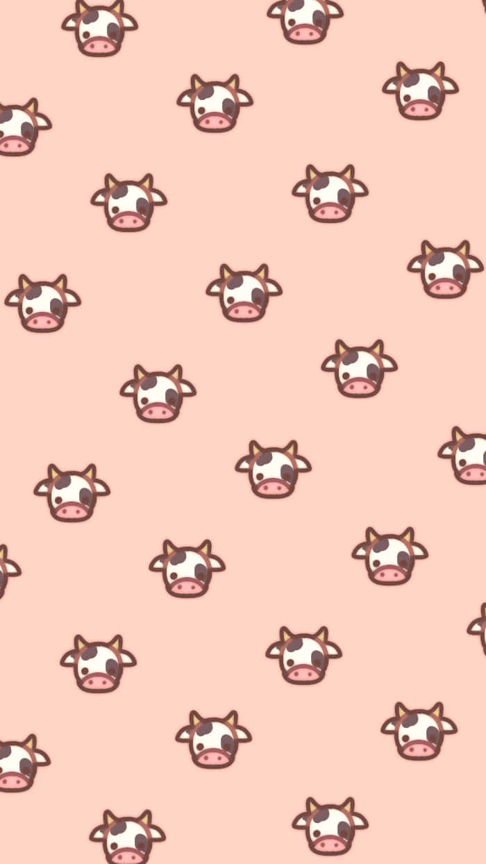 kawaii cow, cartoon cow, repeating pattern, SD Phone Wallpaper
