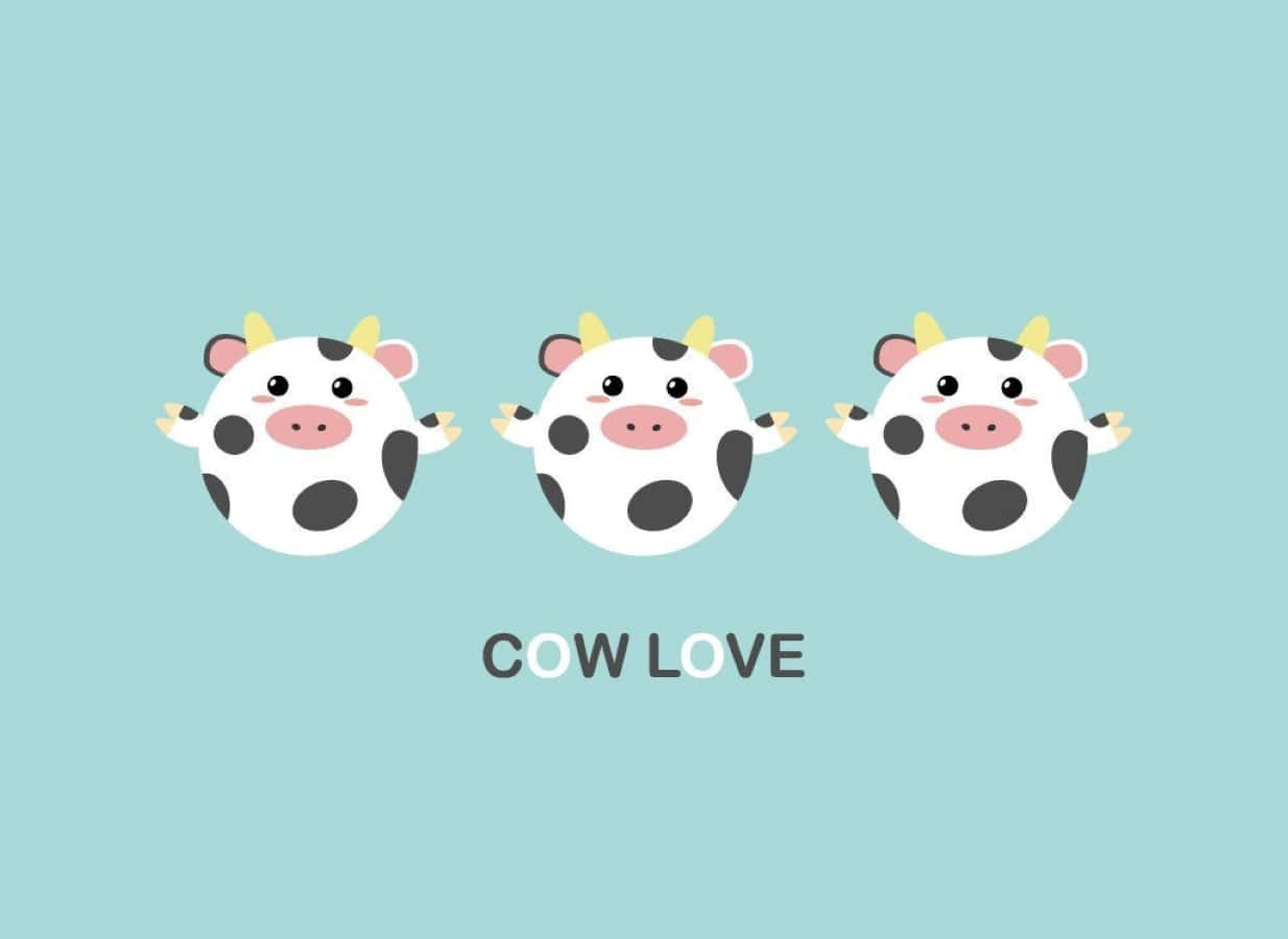 kawaii cute cow, black spots, yellow horns, SD Desktop Wallpaper