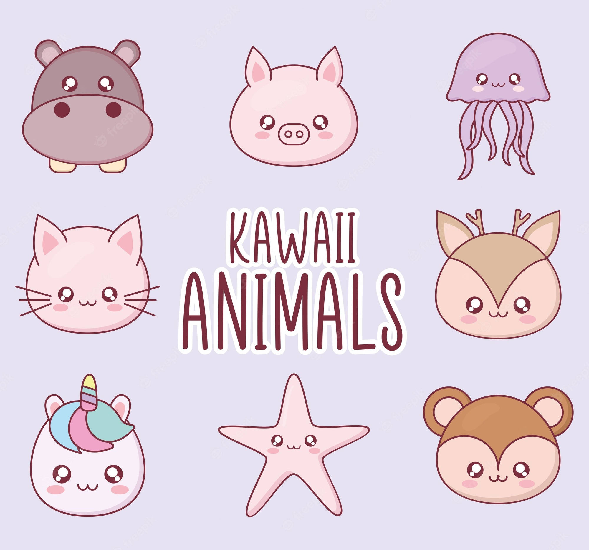 kawaii cute animals, hippo, pig, Full HD Desktop Wallpaper