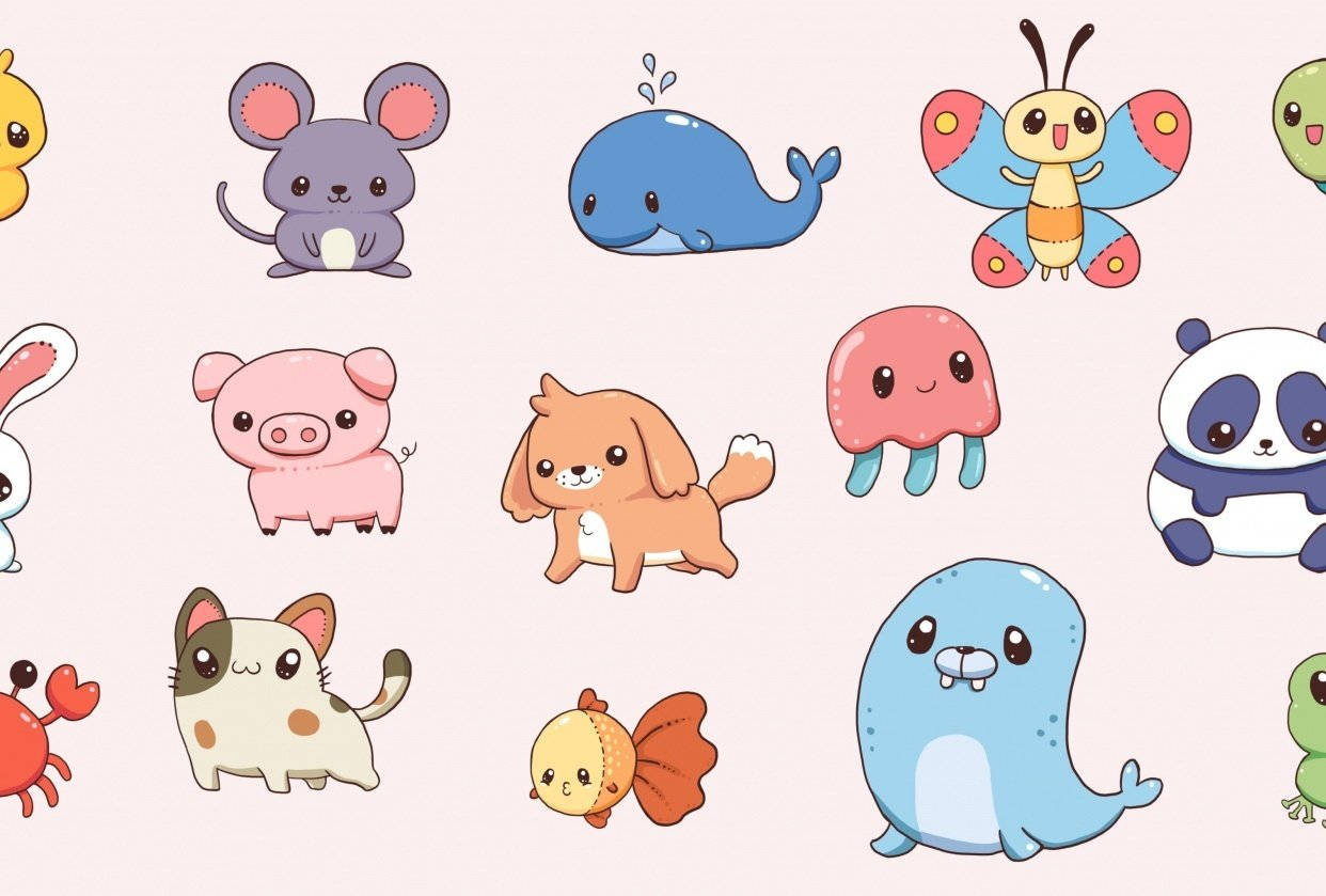 kawaii cute animals, whales, pandas, SD Desktop Wallpaper