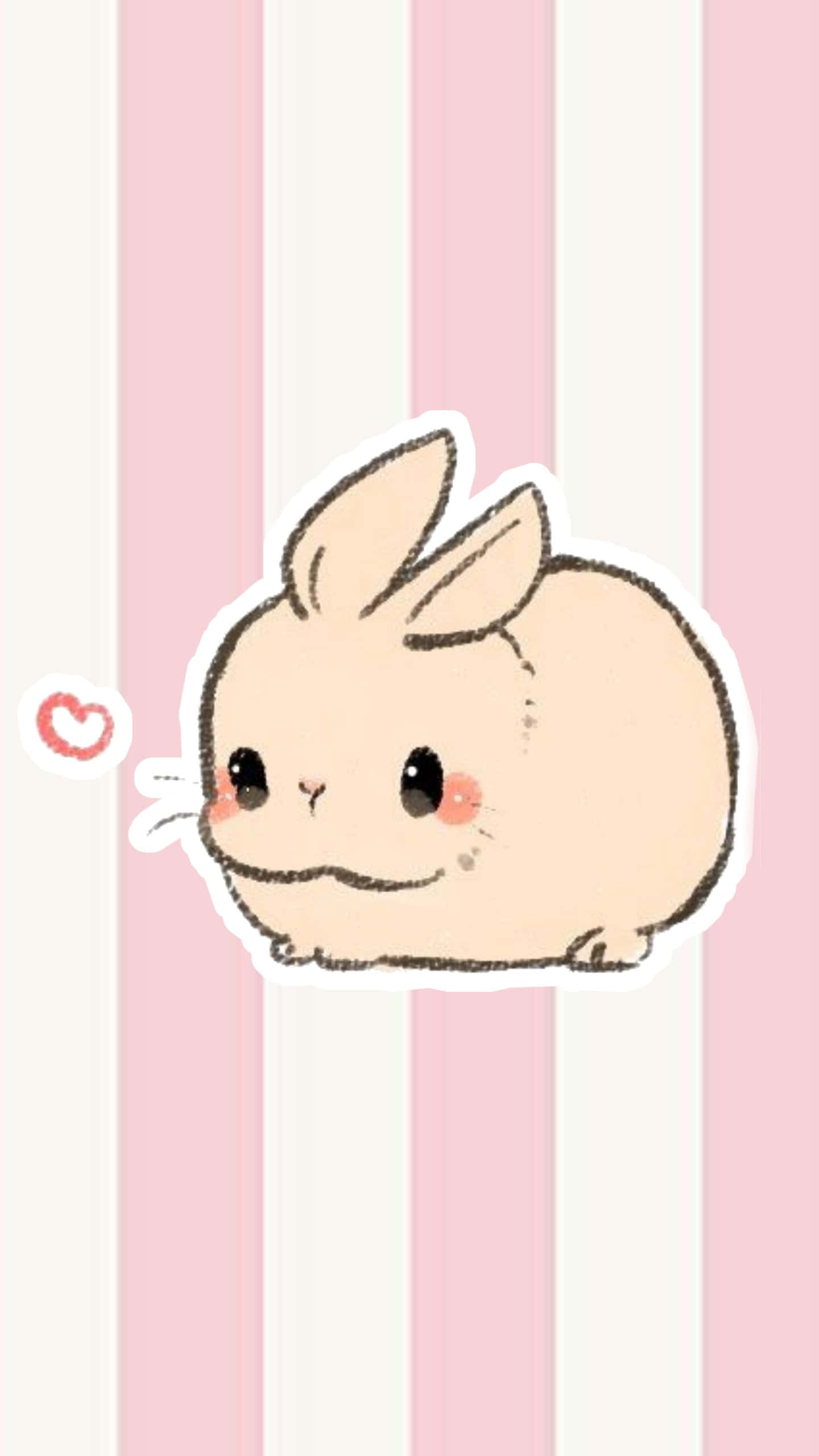 kawaii bunny, rosy cheeks, heart, 2K Phone Wallpaper