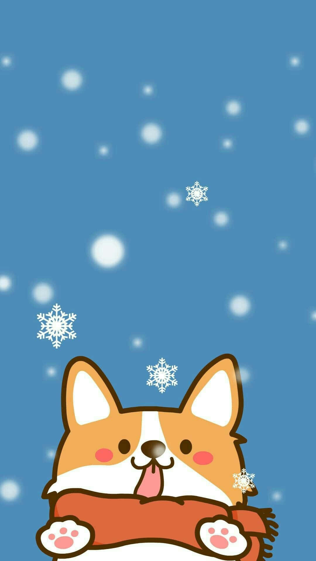 kawaii dog, cartoon corgi, scarf, Full HD Phone Wallpaper