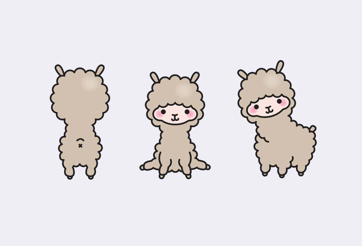 kawaii llama, 1500 x 1020 wallpaper, cute cartoon alpacas, HD Desktop Wallpaper
