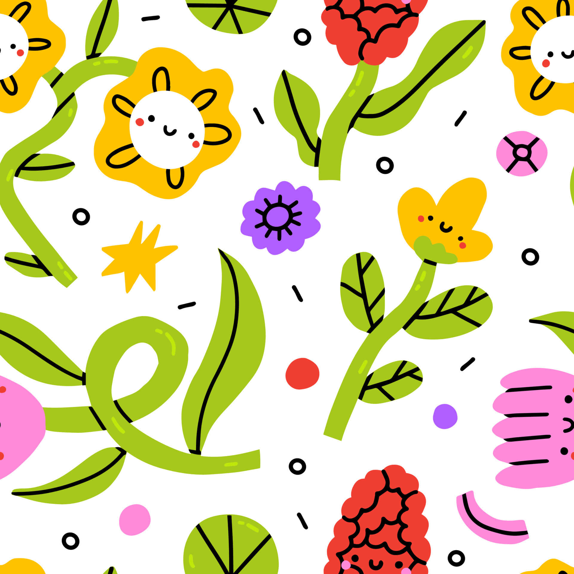 kawaii art, cute animals, pastel background, Full HD Desktop Wallpaper