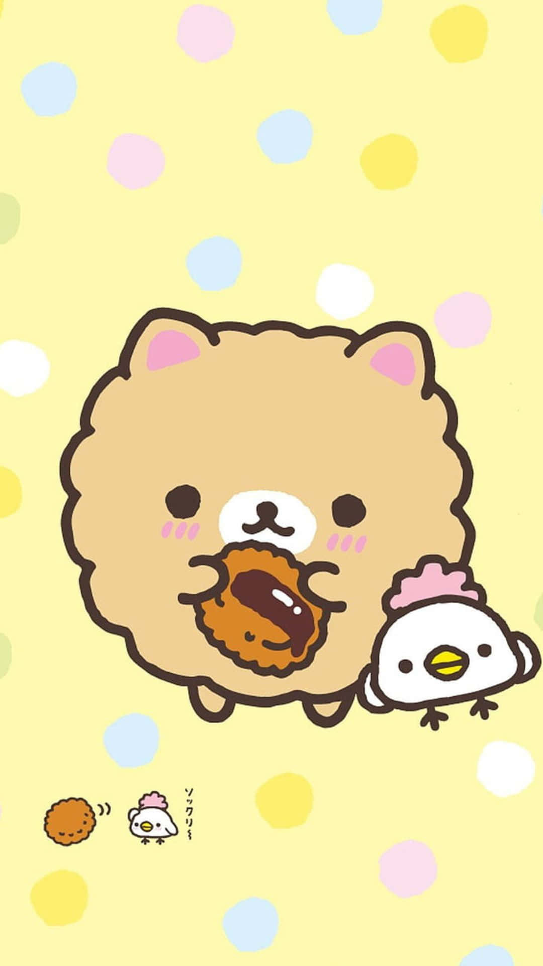 kawaii characters, fluffy bear, pink ears, Full HD Phone Wallpaper
