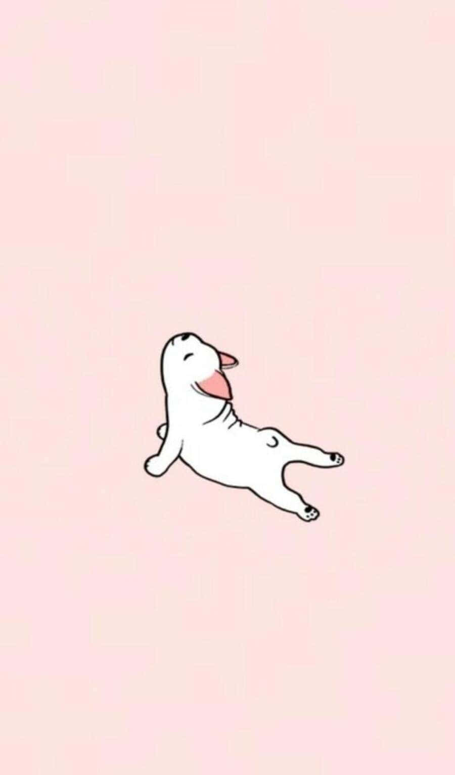 kawaii dog, minimalist cartoon dog, soft pink background, HD Phone Wallpaper