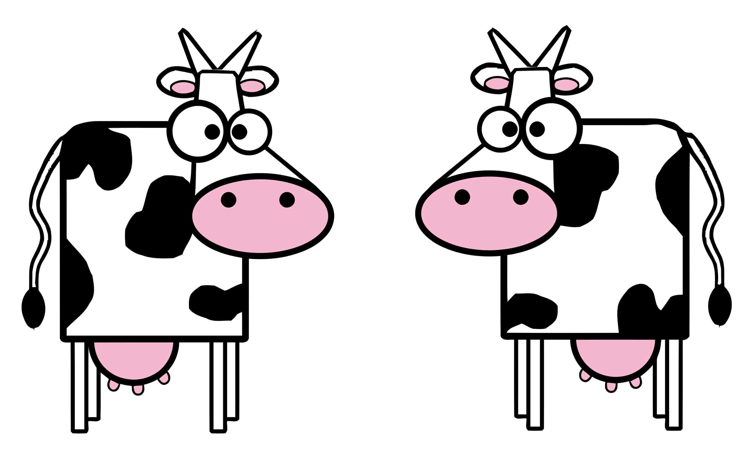 kawaii cute cow, pink snouts, black spots, Full HD Desktop Wallpaper