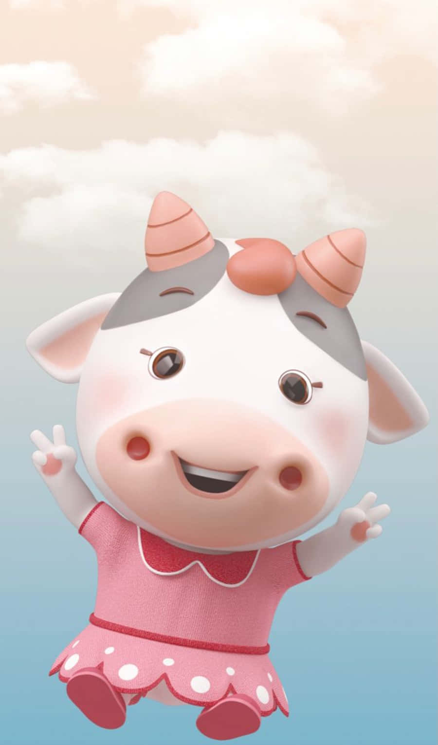 kawaii cute cow, pink horns, bow, HD Phone Wallpaper