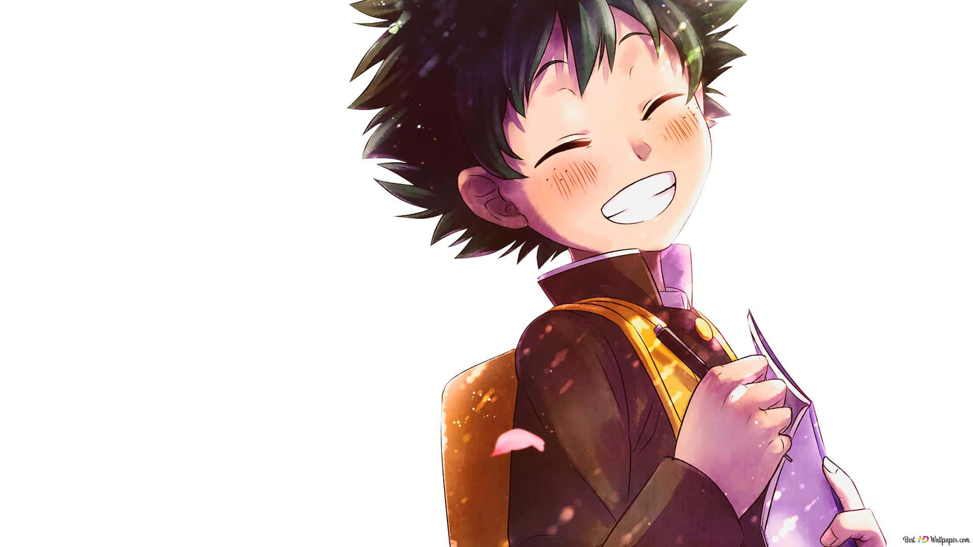 Kawaii Deku, spiky black hair, purple object, Full HD Desktop Wallpaper