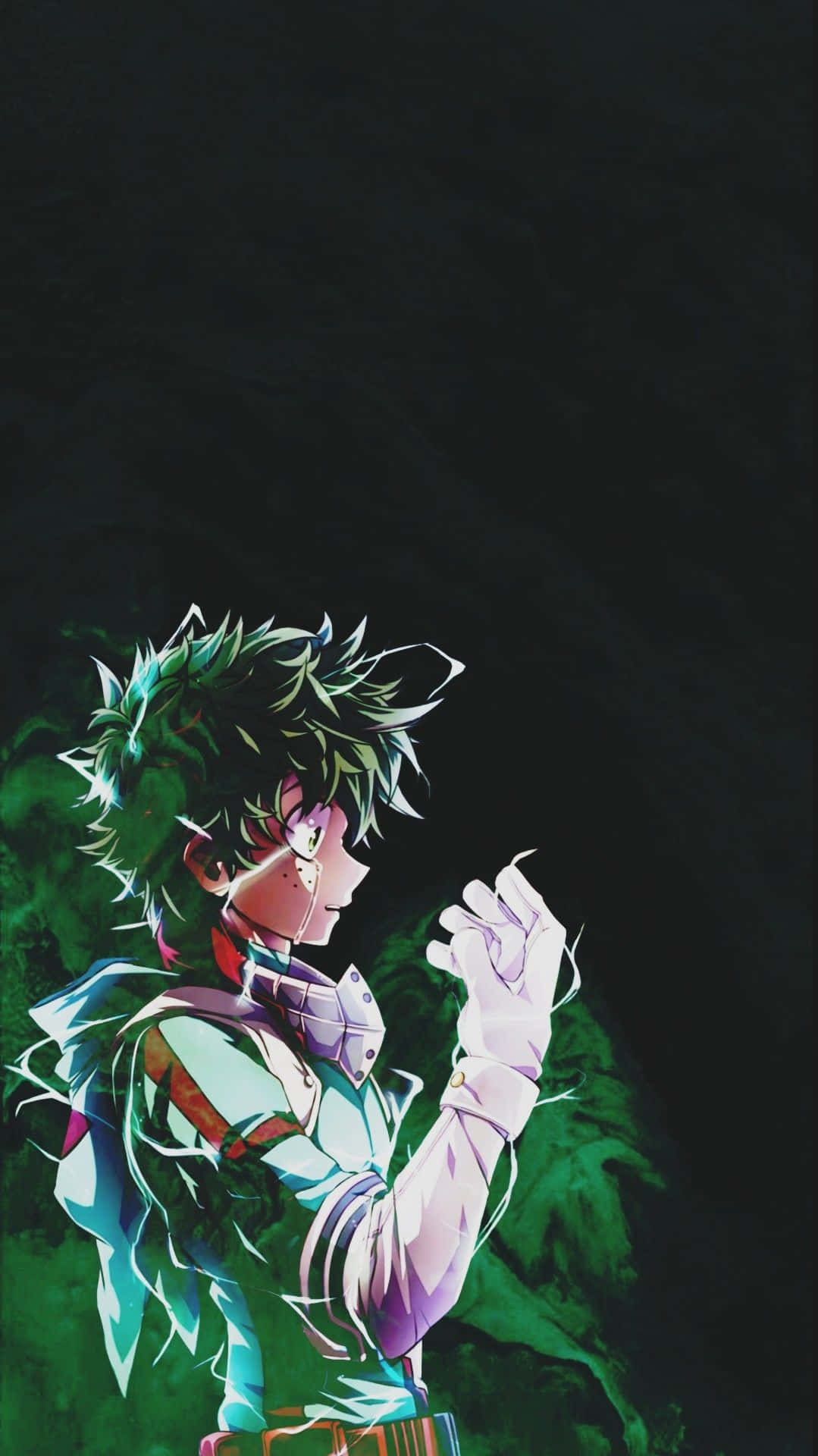 Kawaii Deku, spiky green hair, white gloves, Full HD Phone Wallpaper