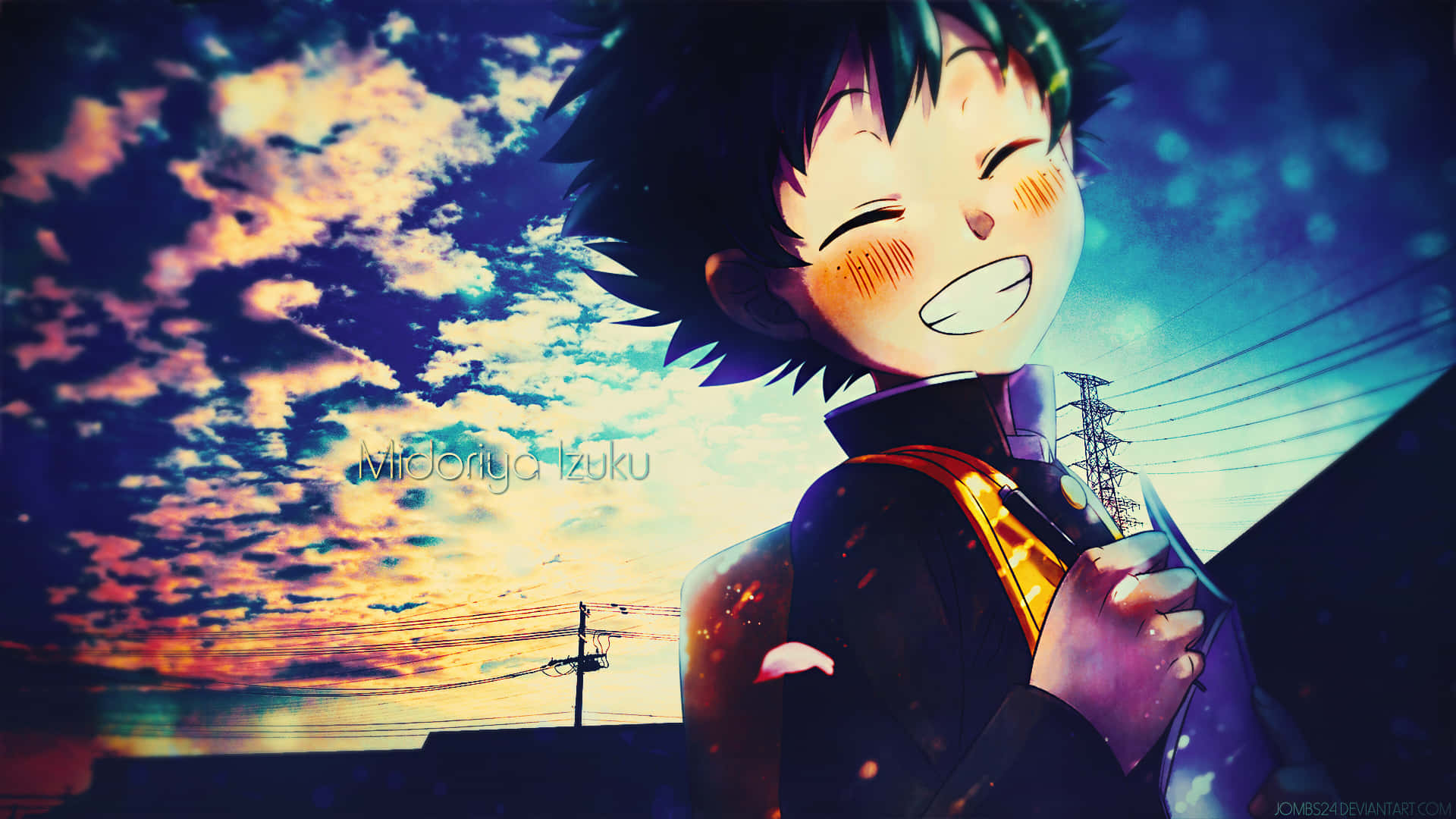 Deku, kawaii power, vibrant sunset sky, Full HD Desktop Wallpaper