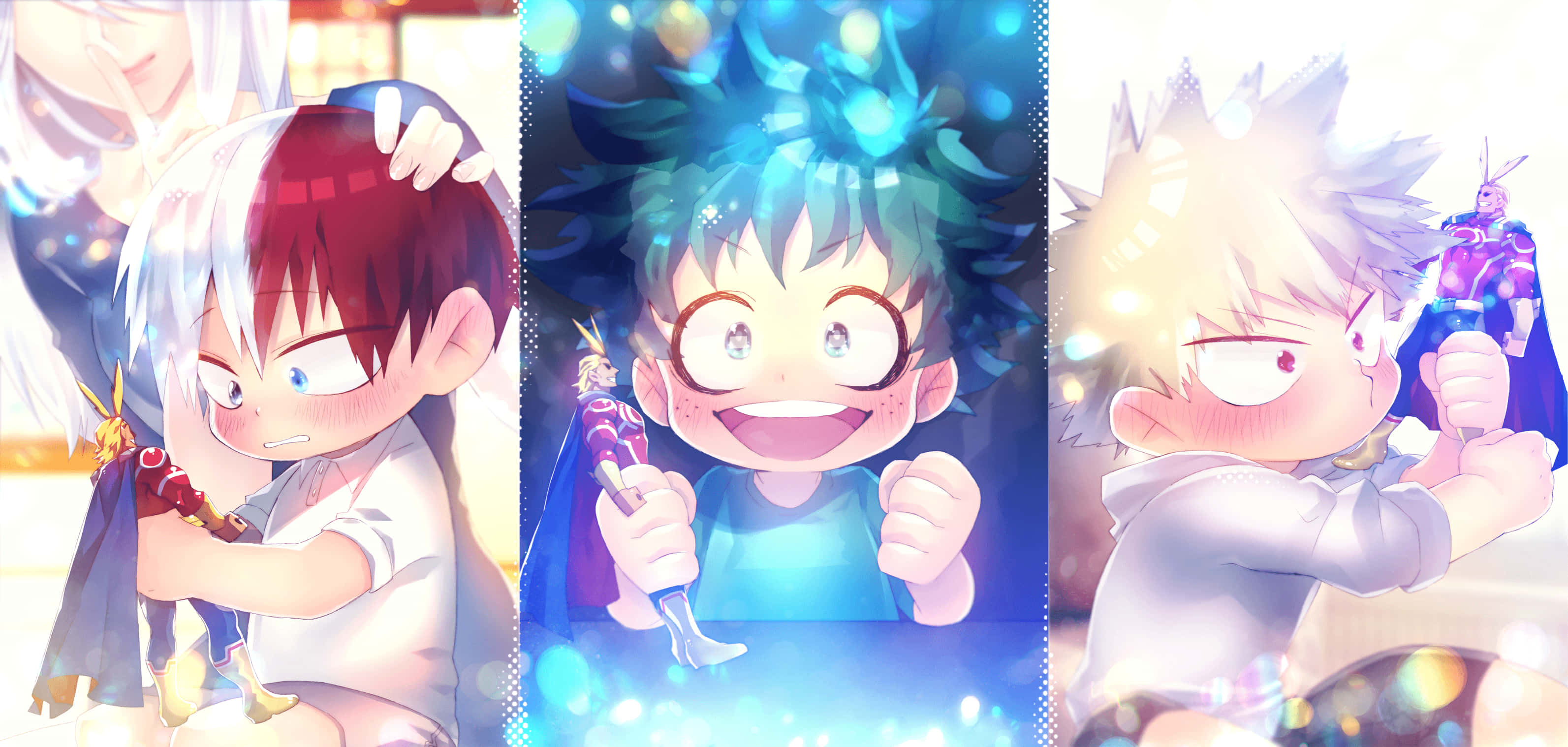 Kawaii Deku, chibi anime characters, vibrant energy, 2K Desktop Wallpaper