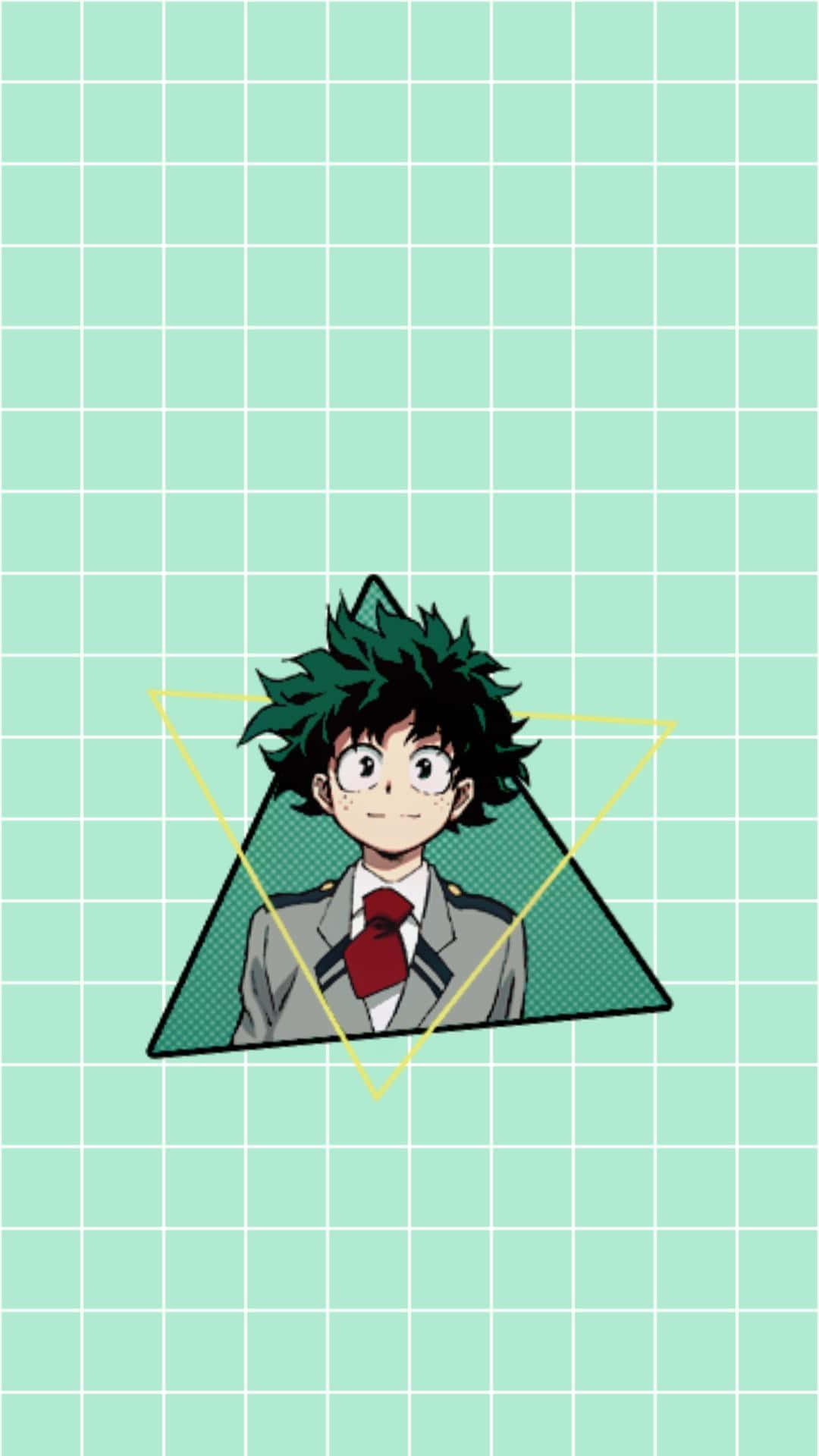 Kawaii Deku, spiky green hair, school uniform, Full HD Phone Wallpaper