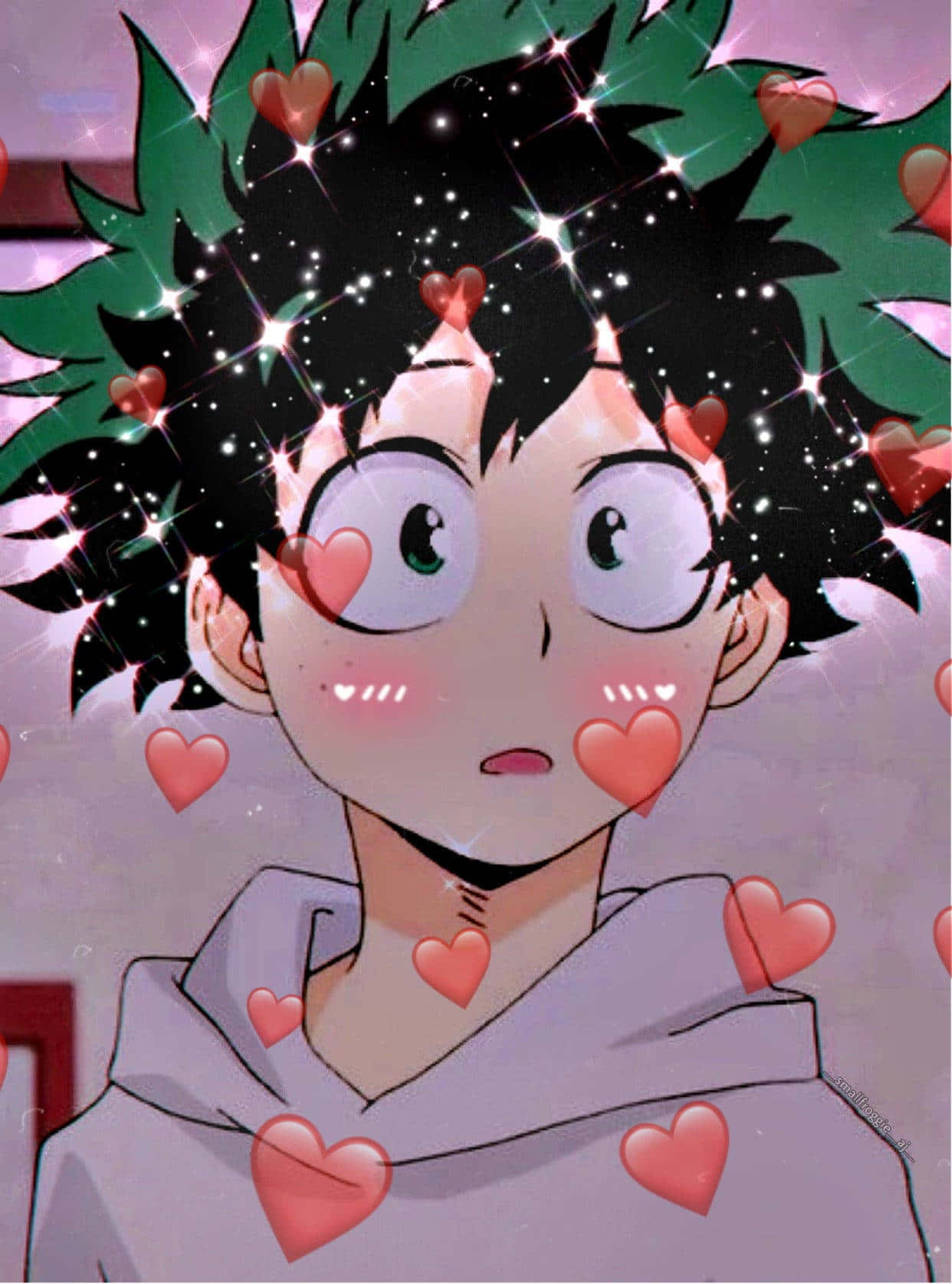 Kawaii Deku, spiky black hair, green eyes, HD Phone Wallpaper