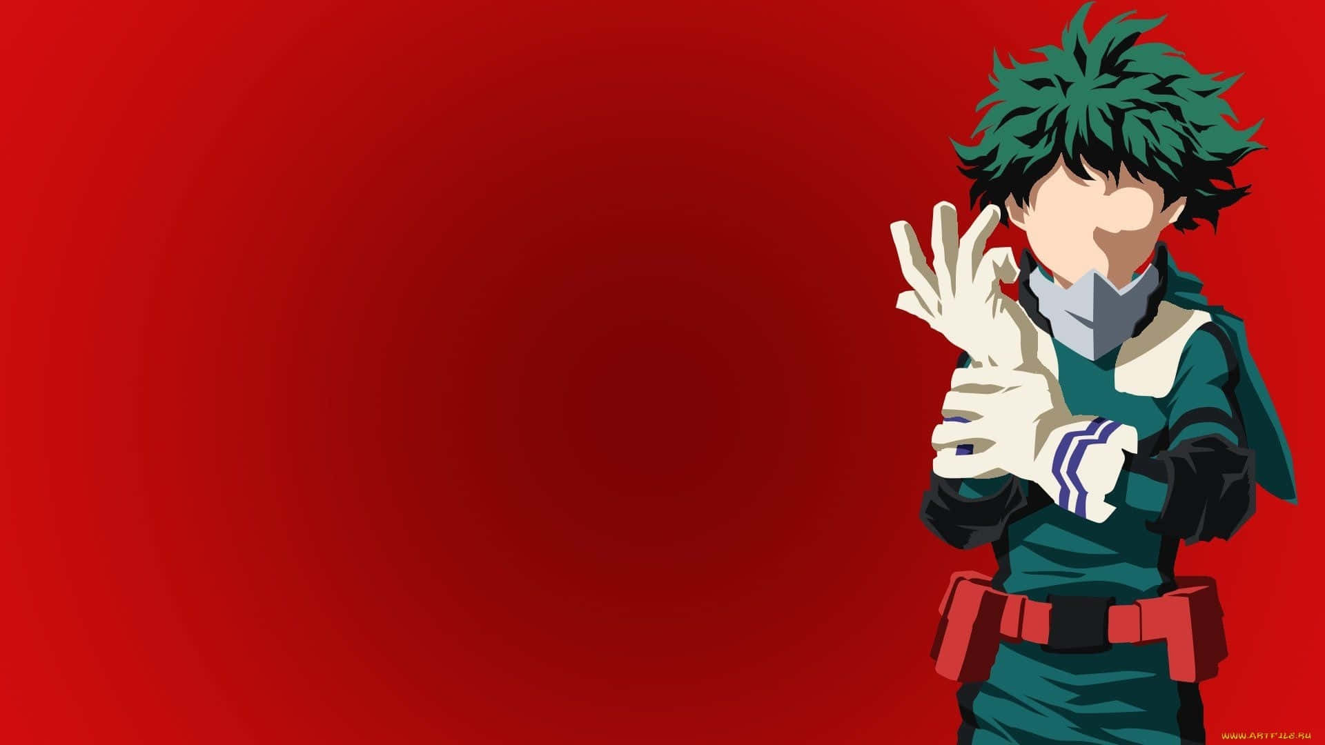Kawaii Deku, green-haired anime hero, teal uniform, Full HD Desktop Wallpaper