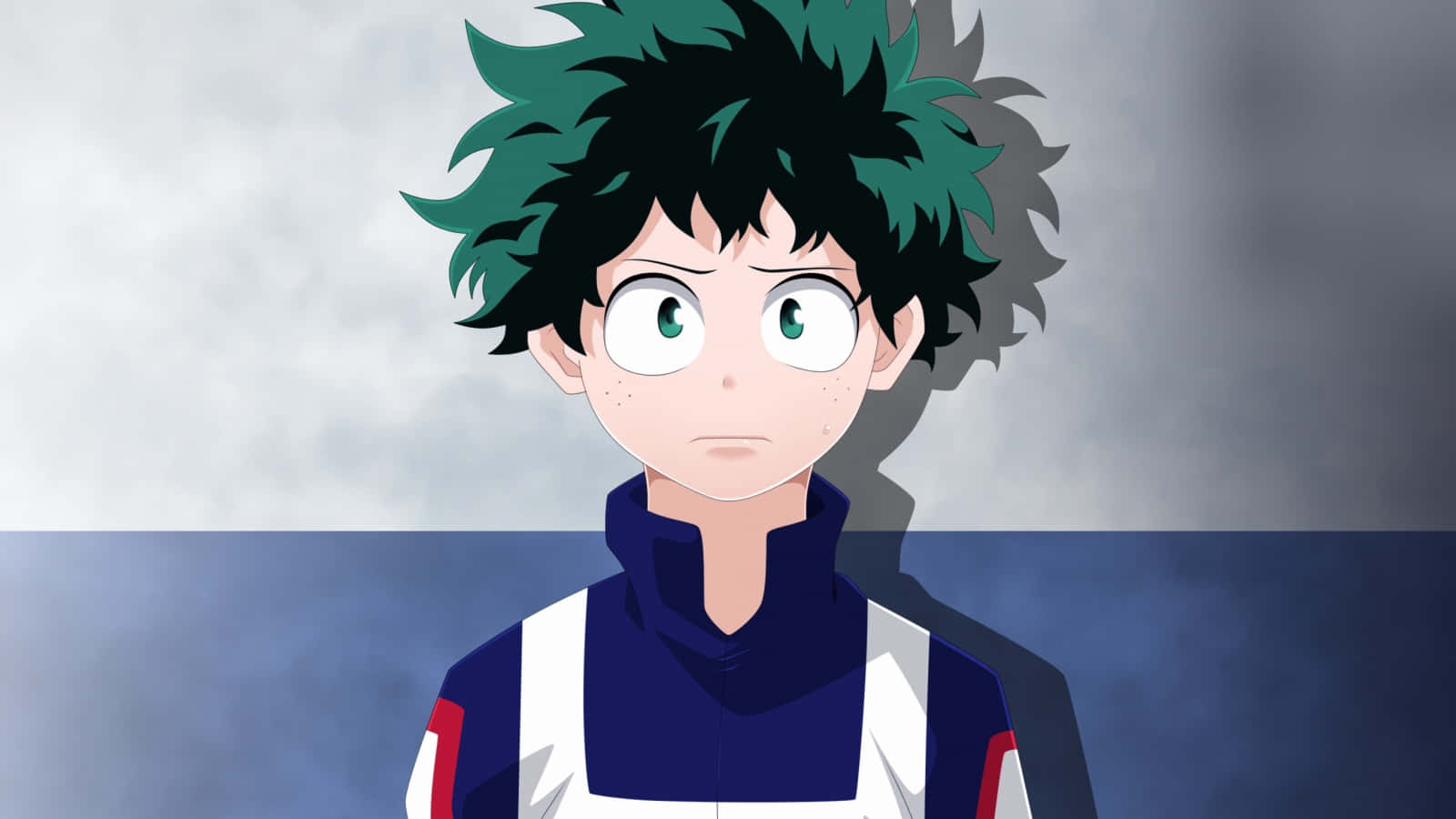 Kawaii Deku, spiky green and black hair, wide green eyes, HD Desktop Wallpaper