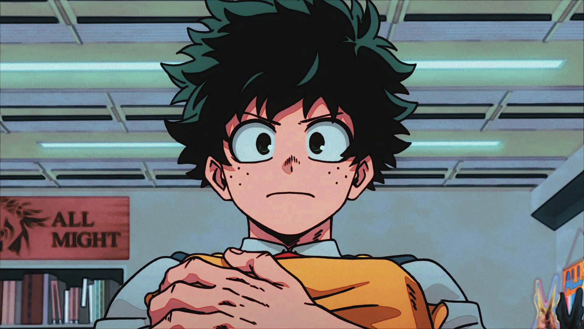 Kawaii Deku, anime boy, spiky black hair, Full HD Desktop Wallpaper