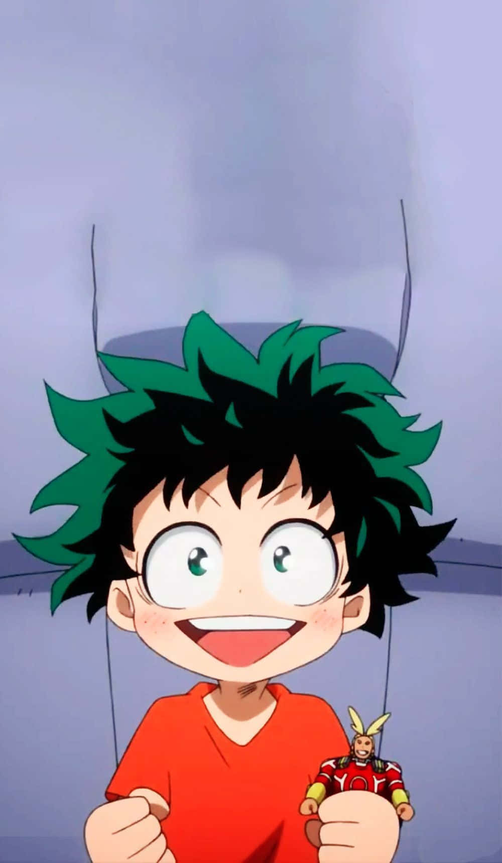 Kawaii Deku, green-black spiky hair, red shirt, HD Phone Wallpaper