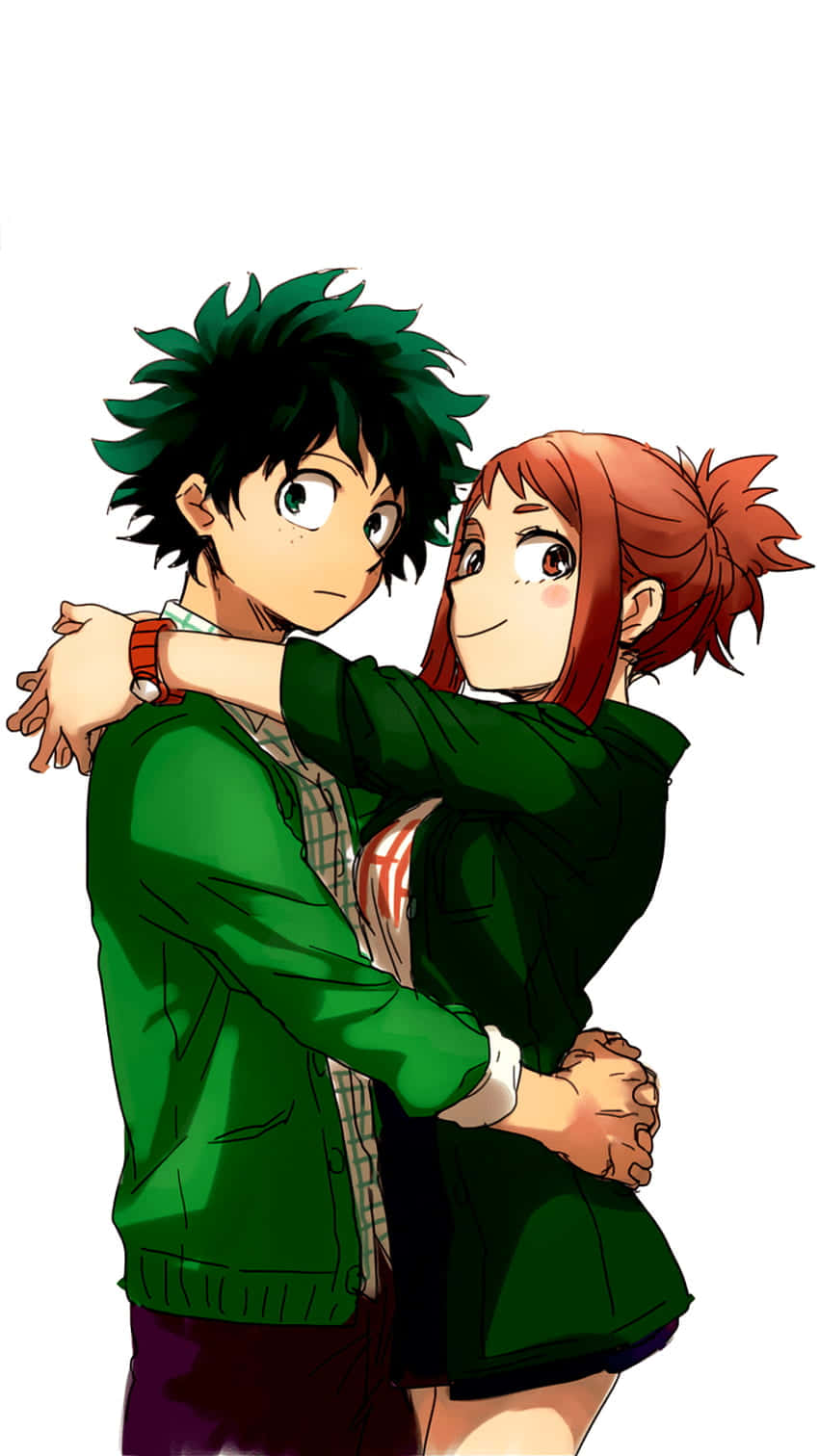 Kawaii Deku, green hair, red hair, HD Phone Wallpaper