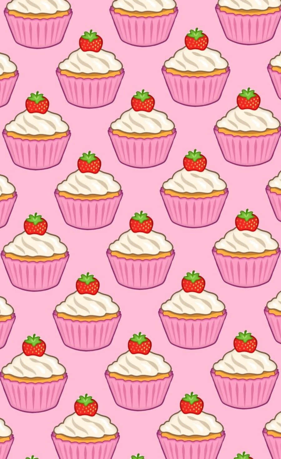 Kawaii Dessert, pink cupcake, white frosting, HD Phone Wallpaper