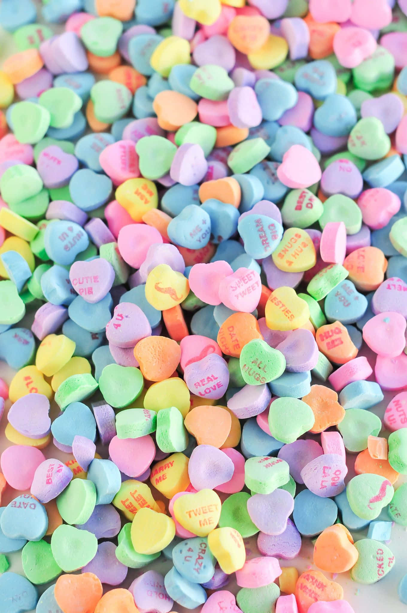 kawaii dessert, heart-shaped candy, kiss me, Full HD Phone Wallpaper