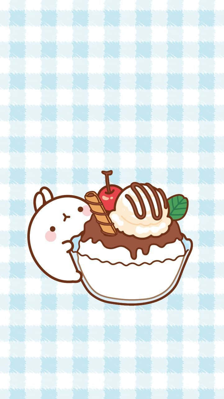 kawaii creature, chocolate sundae, whipped cream, HD Phone Wallpaper