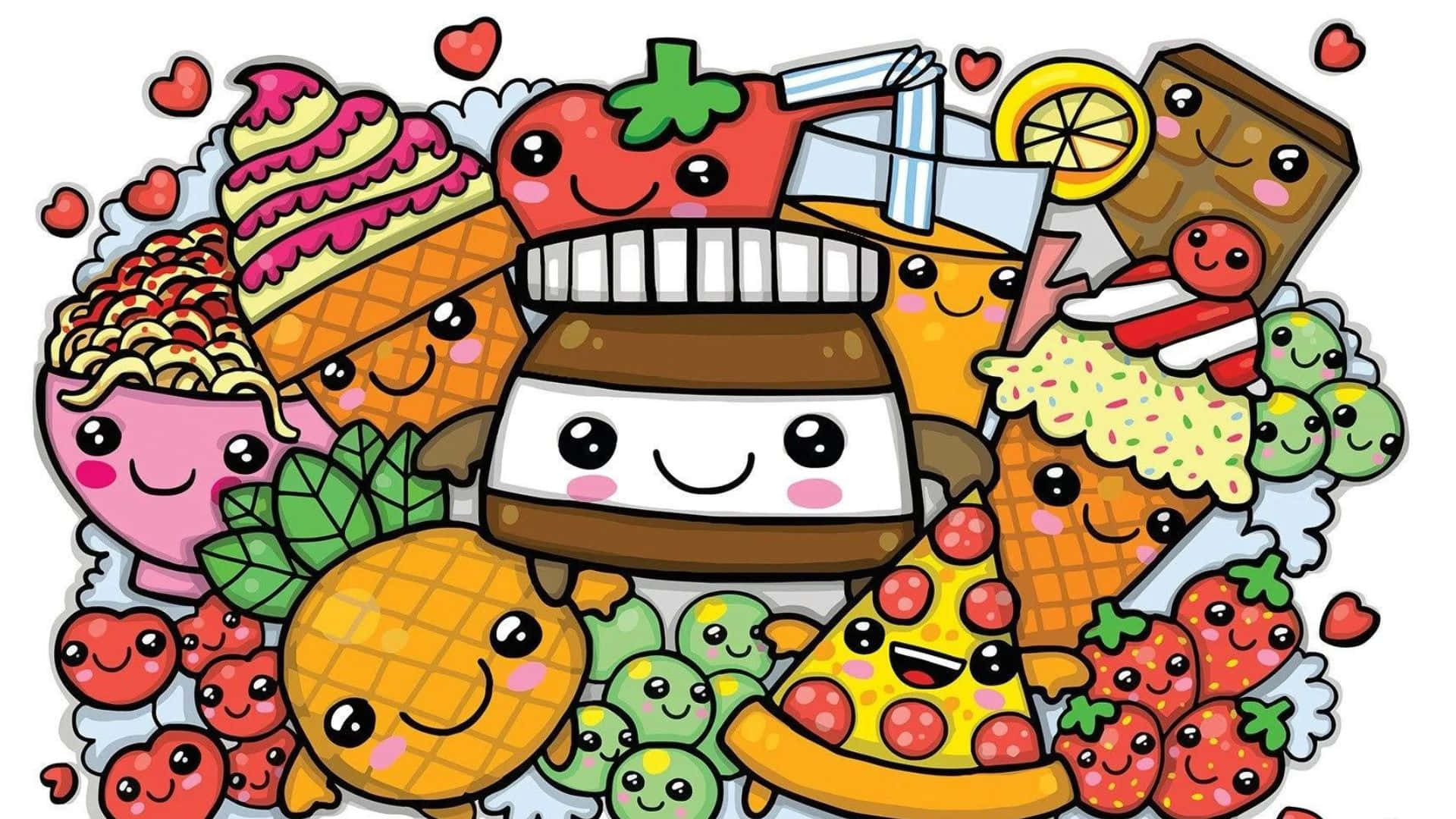 kawaii, Japanese Cuisine, cartoon illustration, Full HD Desktop Wallpaper