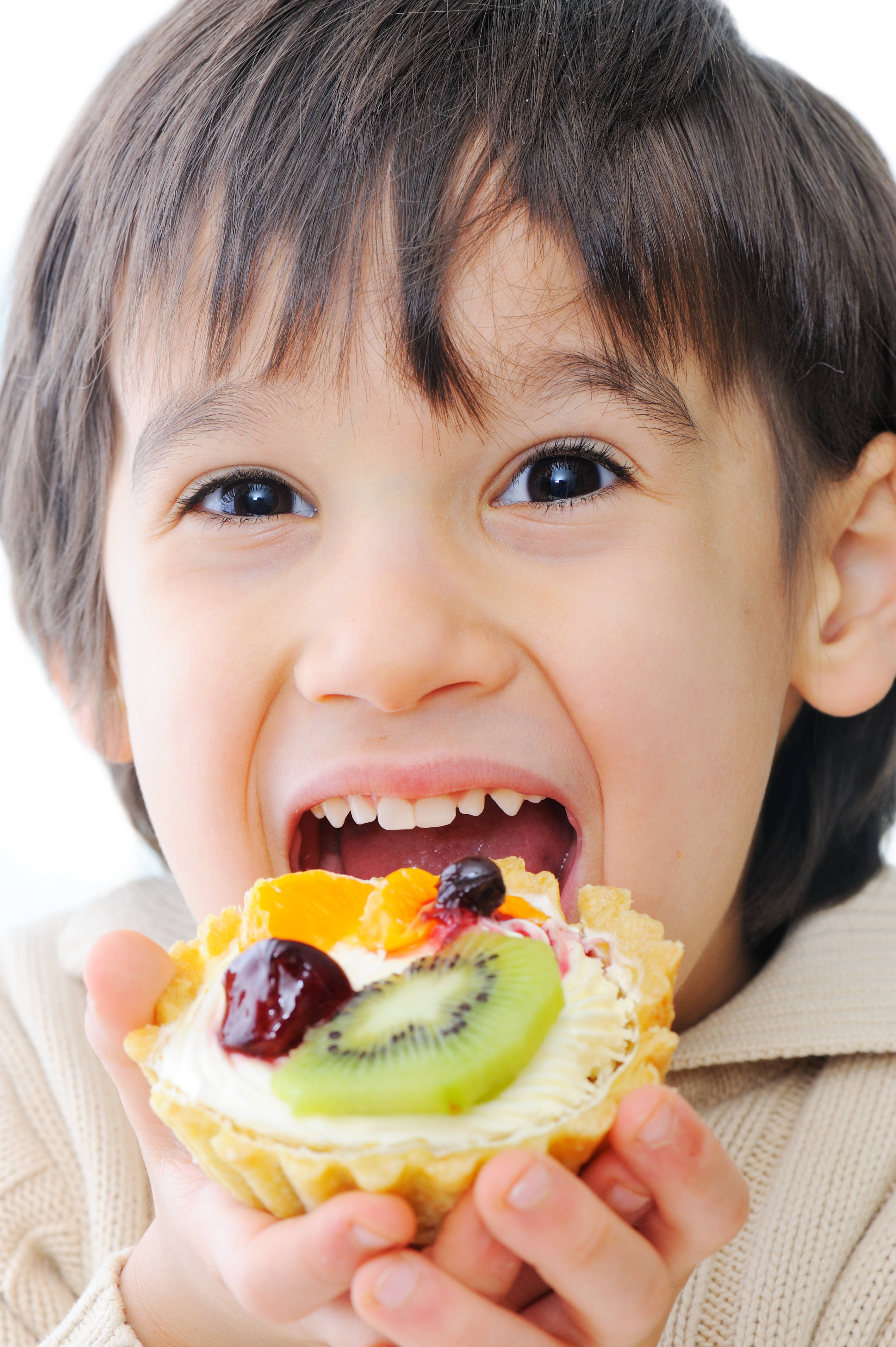 child, colorful fruit tart, kiwi, 4K Phone Wallpaper