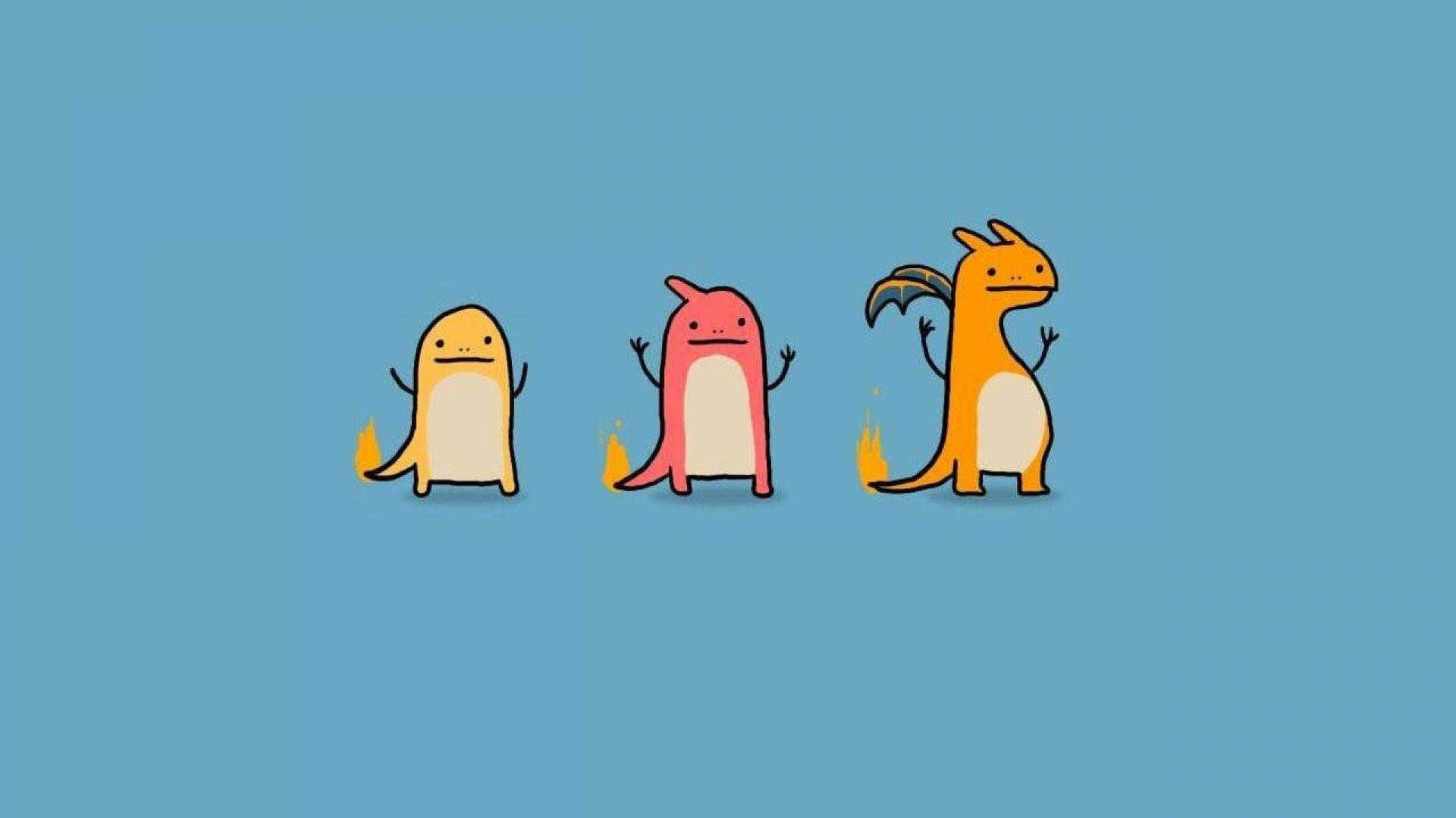 charmander, cartoon dinosaurs, flames tail, Full HD Desktop Wallpaper