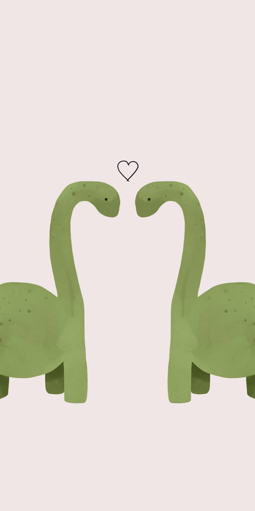 green illustrated brontosaurus, soft beige background, heart, Full HD Phone Wallpaper