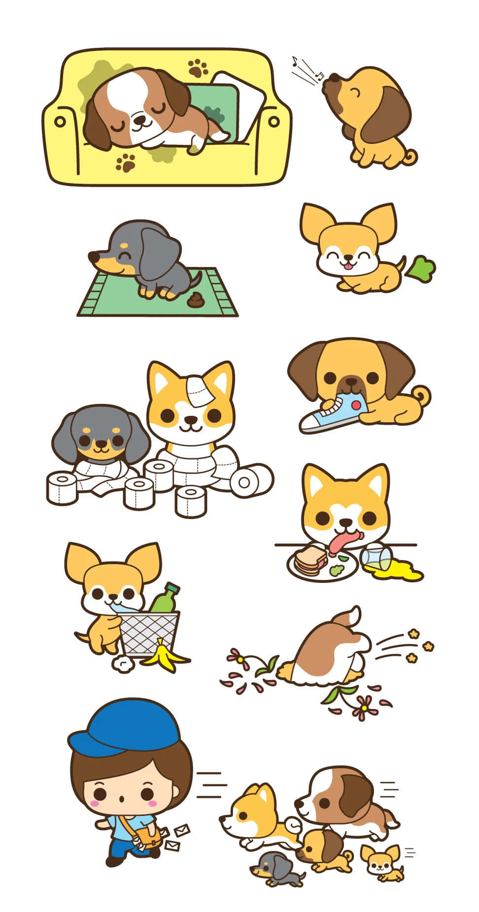 kawaii dog, sparkling eyes, silly and chaotic situations, HD Phone Wallpaper