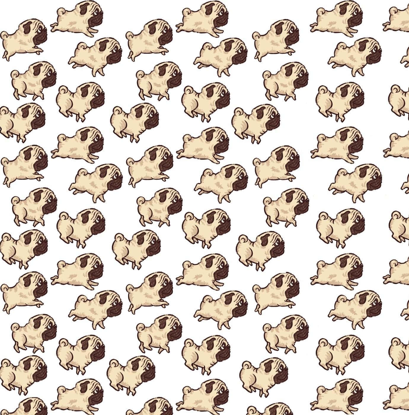 kawaii dog, cartoon pugs, beige and brown, HD Phone Wallpaper