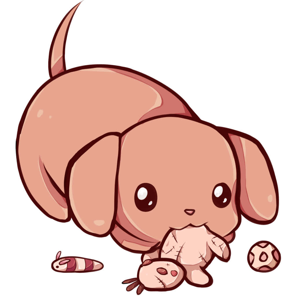 kawaii dog, pink cartoon puppy, big eyes, SD Desktop Wallpaper