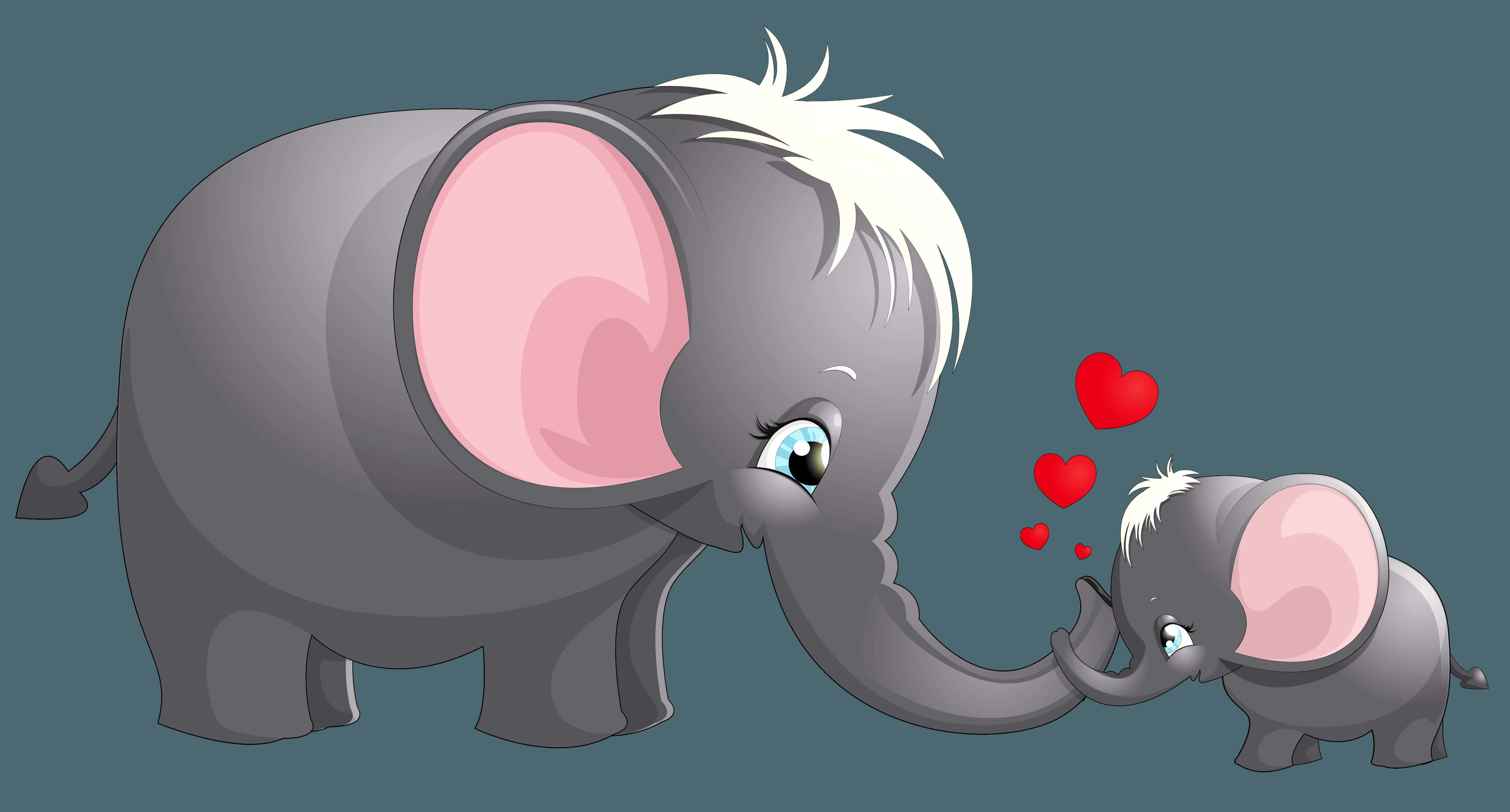 kawaii elephant, white hair, baby elephant, 4K Desktop Wallpaper