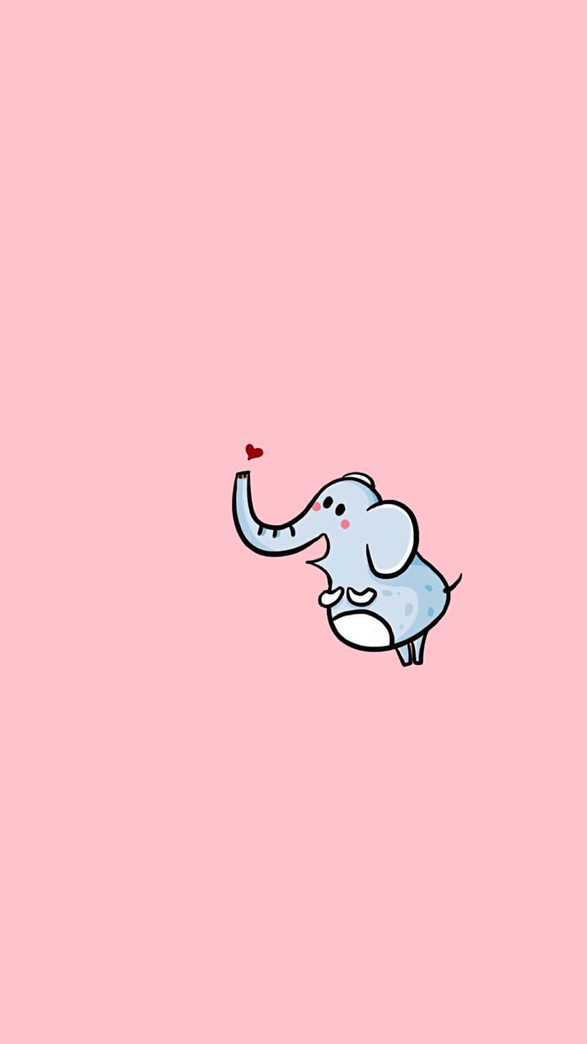 kawaii elephant, light blue, cartoon elephant, Full HD Phone Wallpaper
